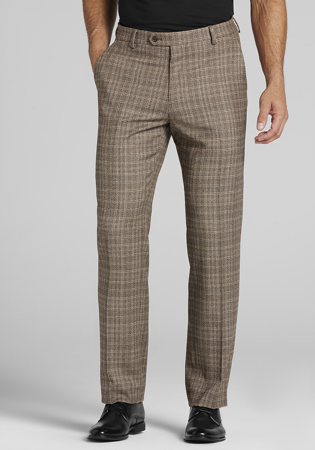 Reserve Collection Tailored Fit Plaid Italian Wool Dress Pants