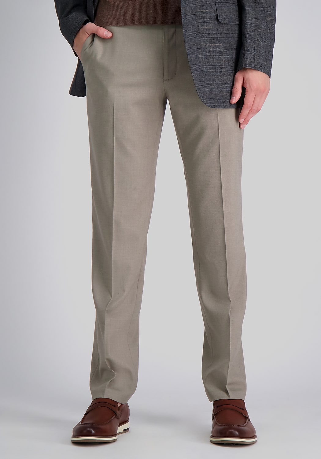J.M. Haggar Tailored Fit Flat Front Sharkskin Dress Pants
