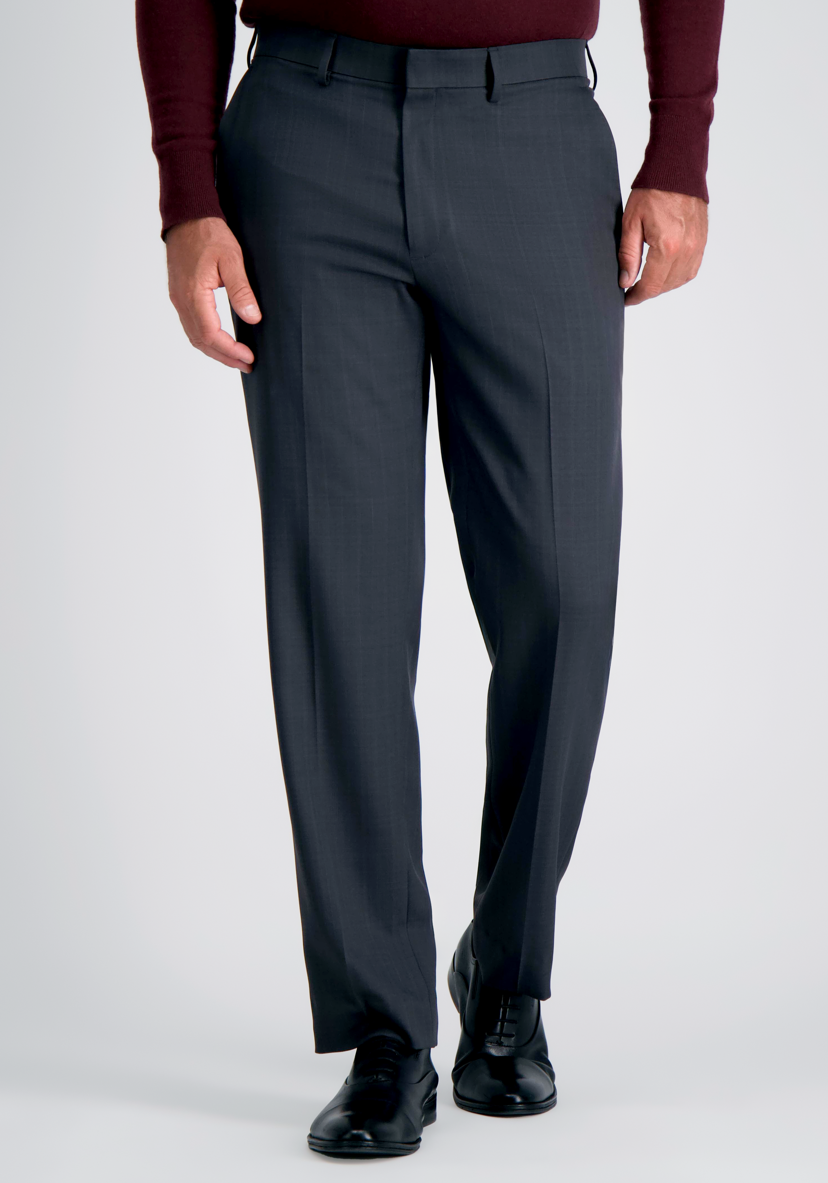 Men's Pants, Haggar Premium Comfort Straight Fit Tonal Windowpane Flat Front Dress Pants - Jos A Bank