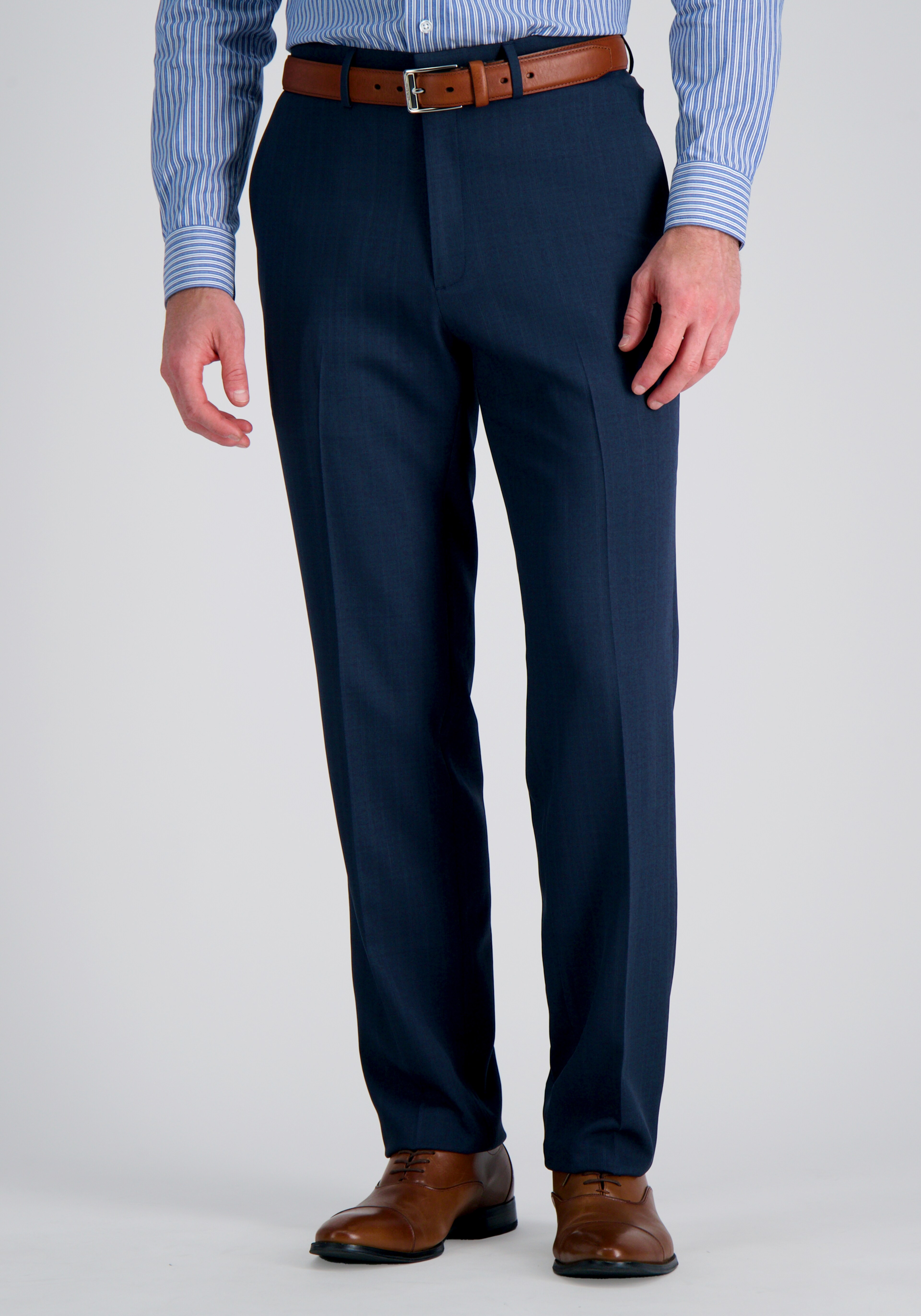 Haggar Premium Comfort Straight Fit Tonal Windowpane Flat Front Dress Pants