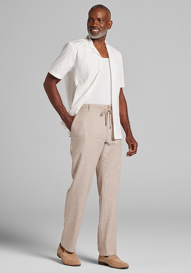 Reserve Collection Tailored Fit Basketweave Linen Blend Drawstring