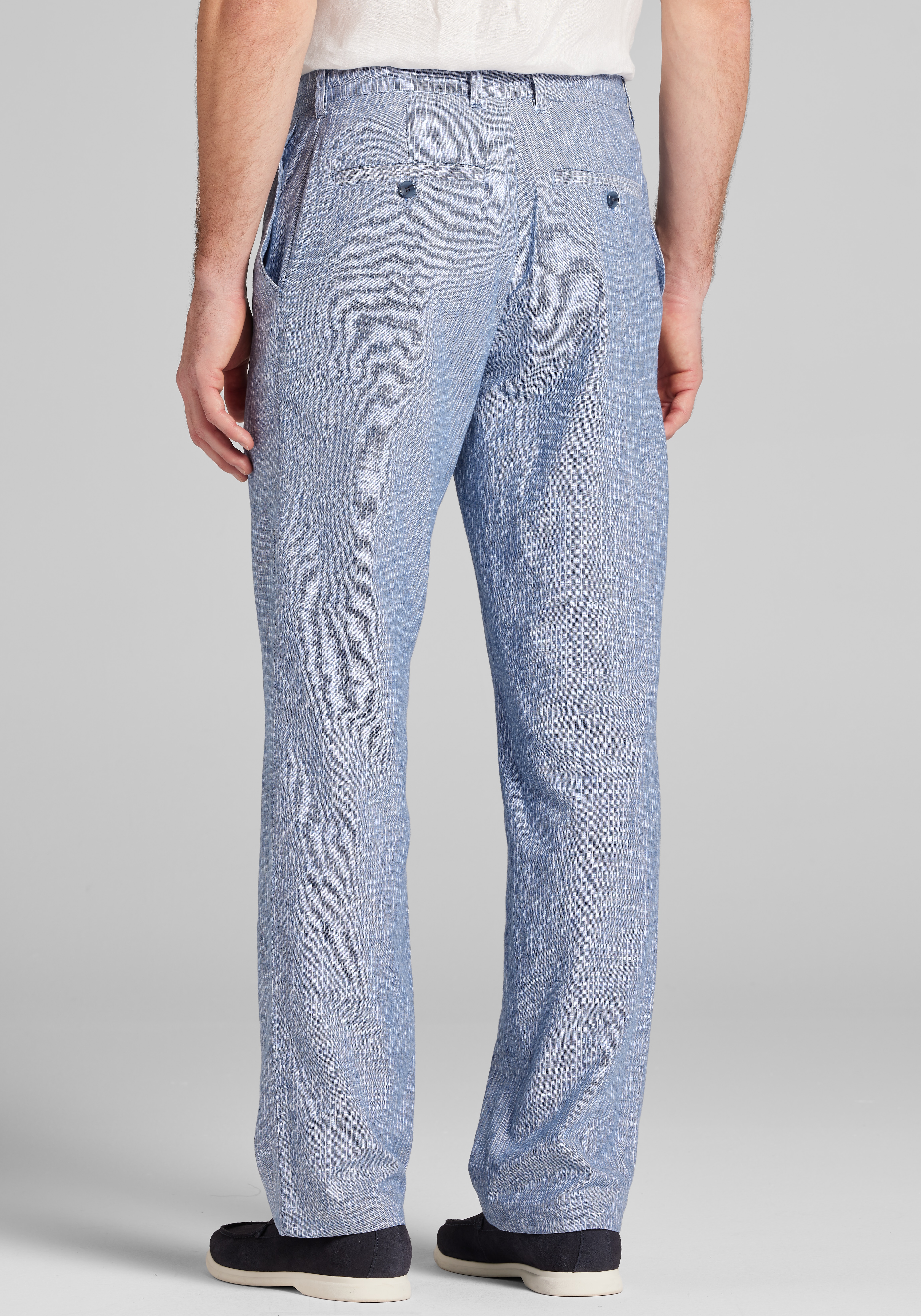 Reserve Collection Tailored Fit Stripe Linen Blend Drawstring Pants