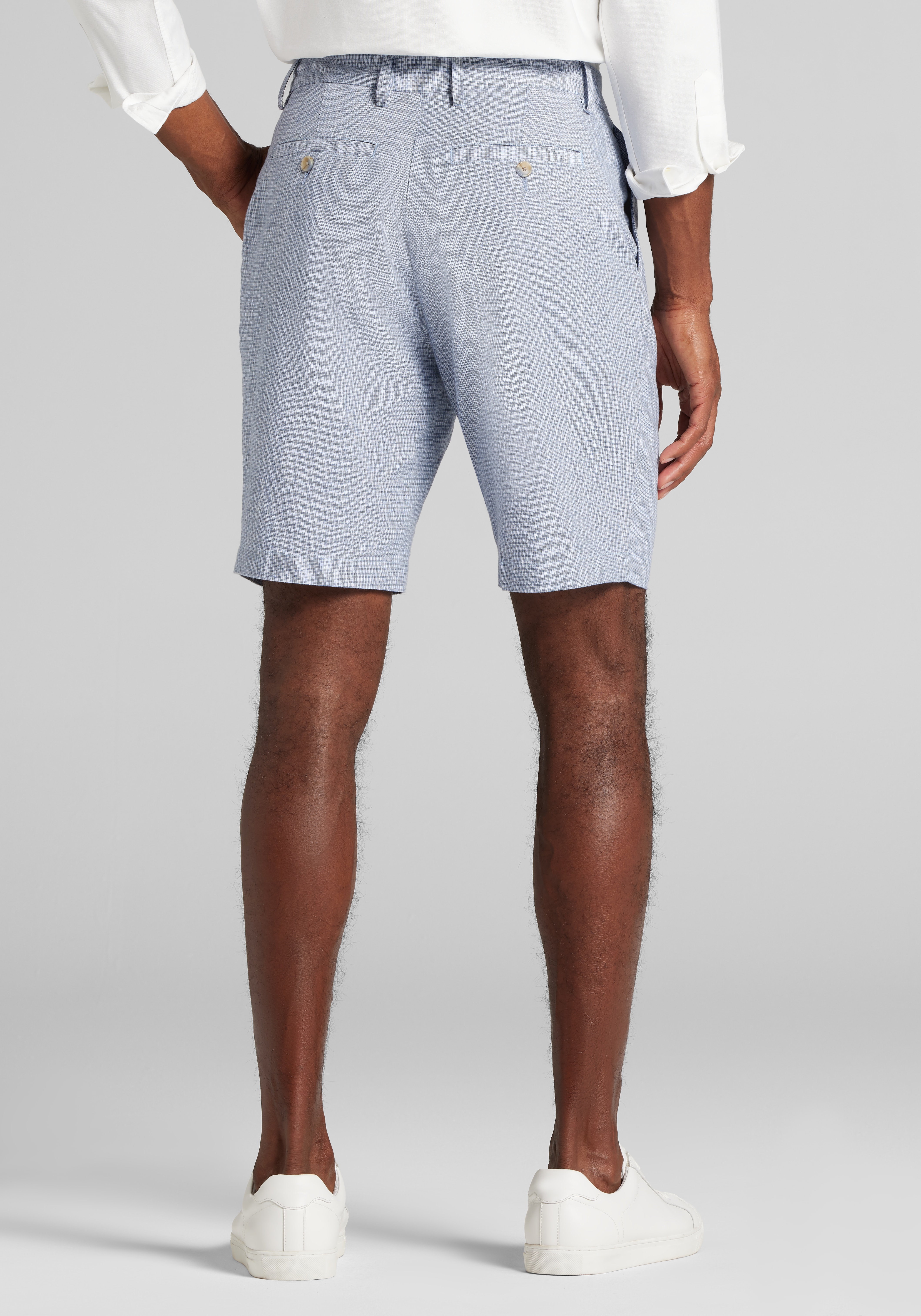 Reserve Collection Tailored Fit Basketweave Linen Blend Shorts