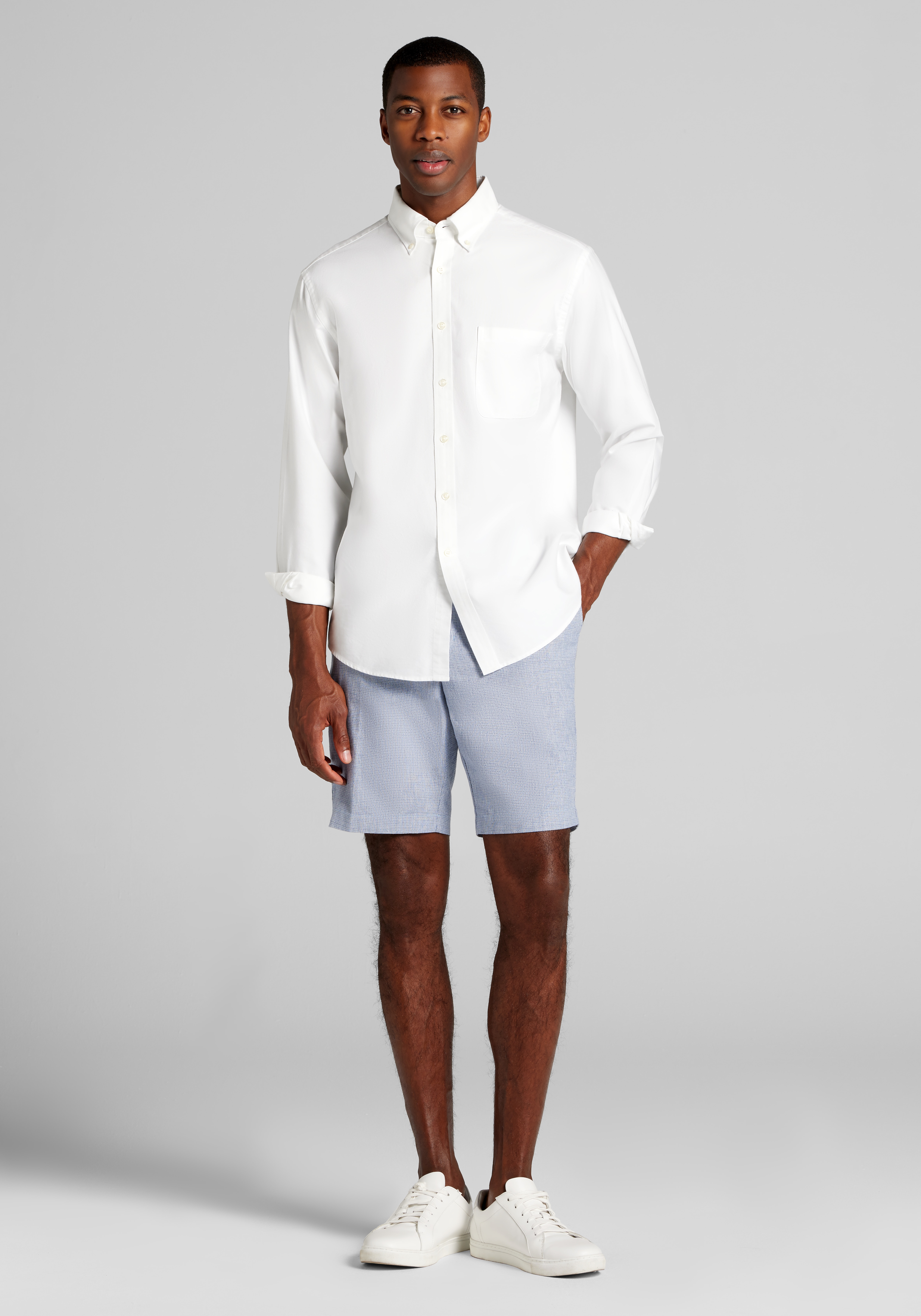 Reserve Collection Tailored Fit Basketweave Linen Blend Shorts