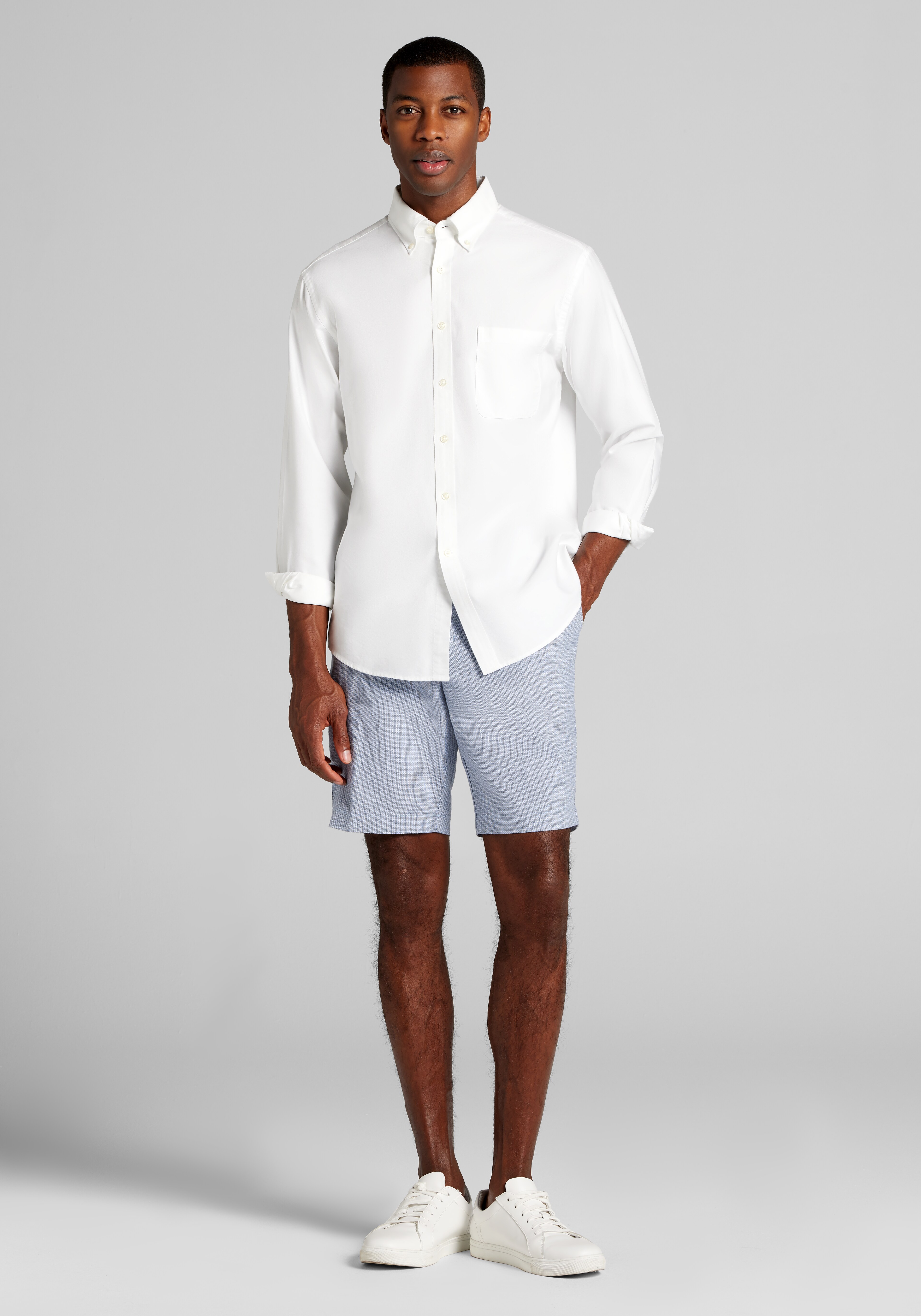 Reserve Collection Tailored Fit Basketweave Linen Blend Shorts 9'' Inch Inseam CLEARANCE