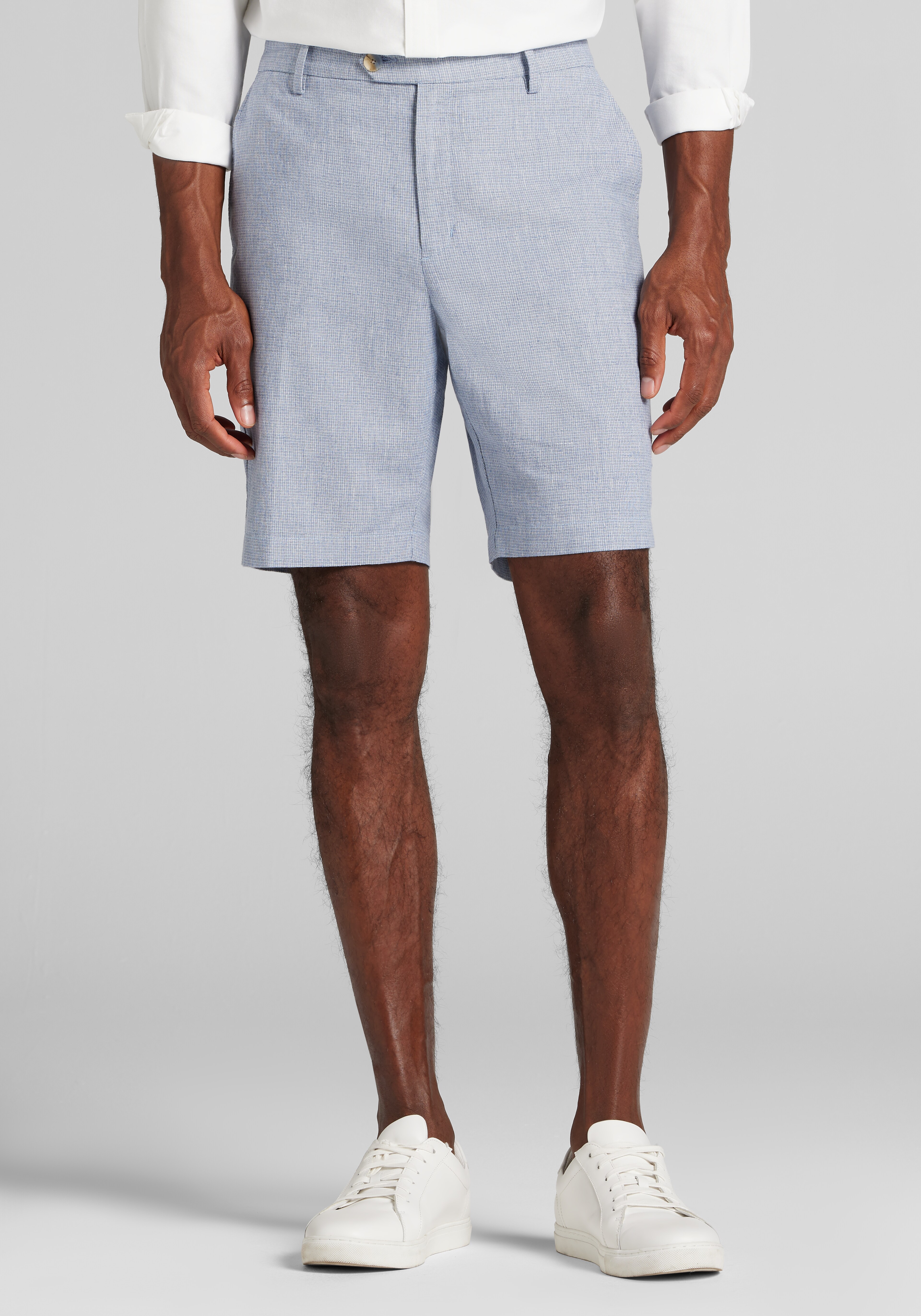 Reserve Collection Tailored Fit Basketweave Linen Blend Shorts 9'' Inch Inseam CLEARANCE