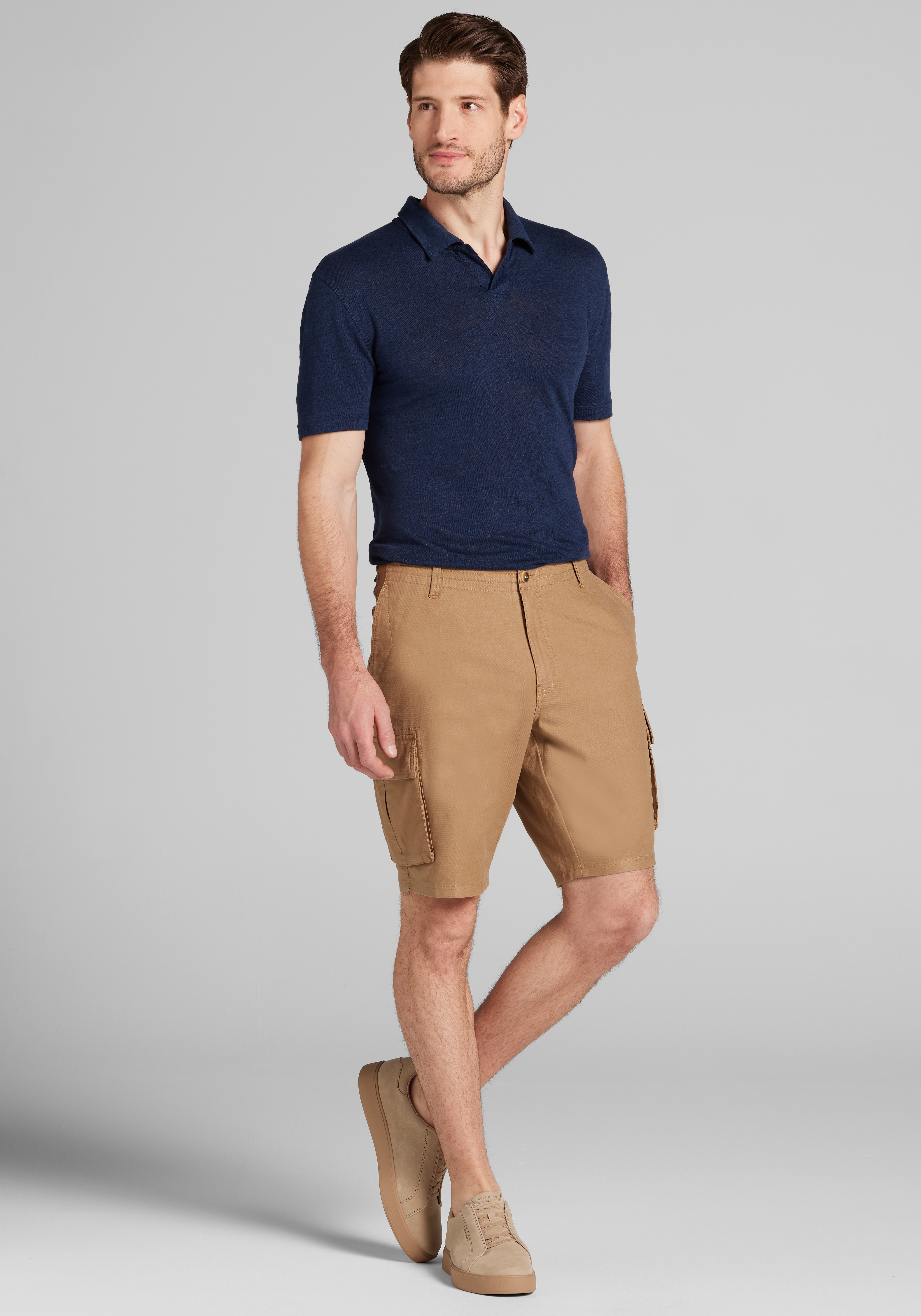 Jos. A. Bank Tailored Fit Cotton-Linen Blend Cargo Shorts