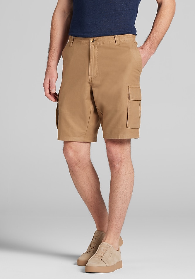 Jos. A. Bank Tailored Fit Cotton-Linen Blend Cargo Shorts 10