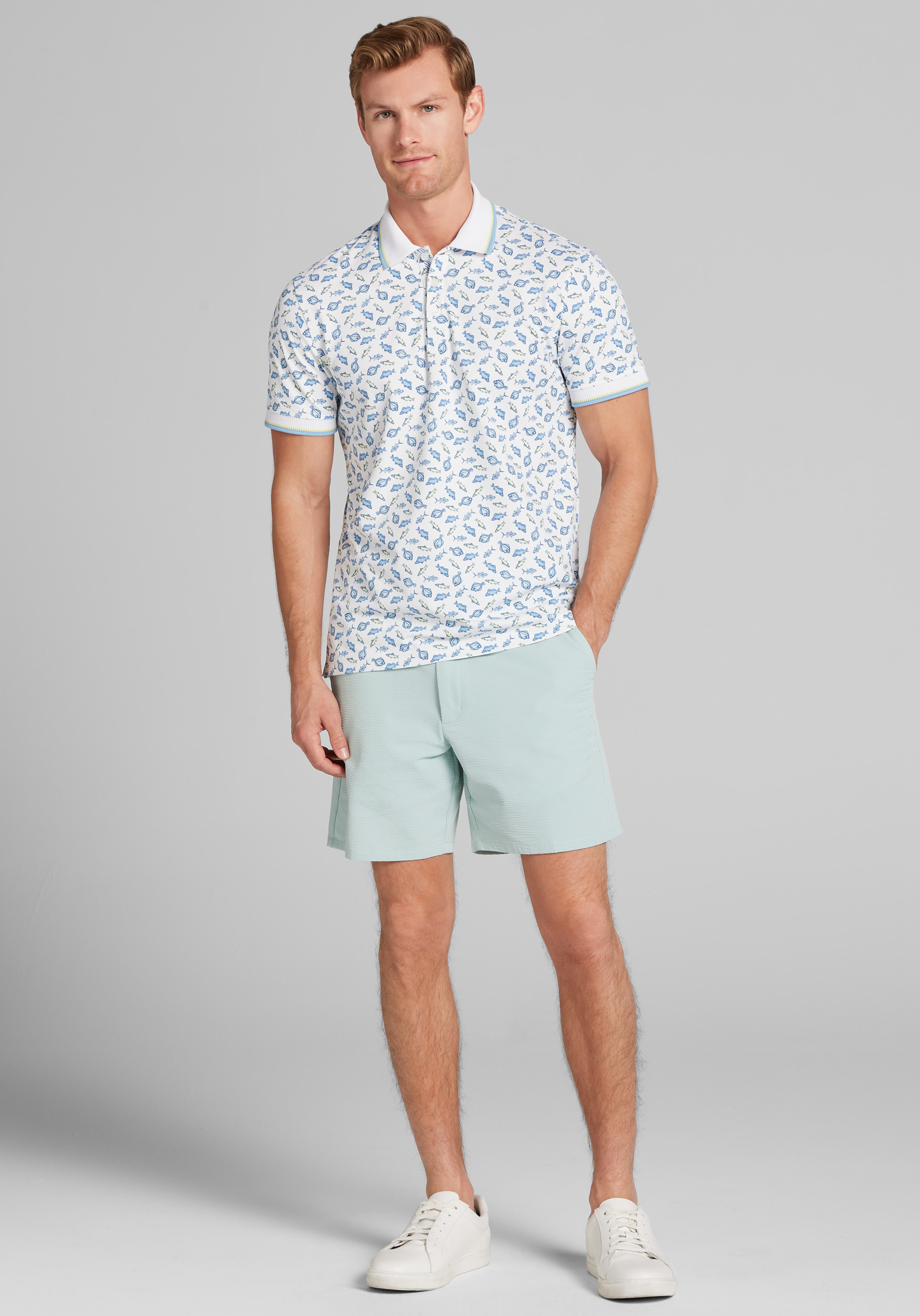 Traveler® Collection Tailored Fit Performance Seersucker Shorts 7'' Inch Inseam CLEARANCE