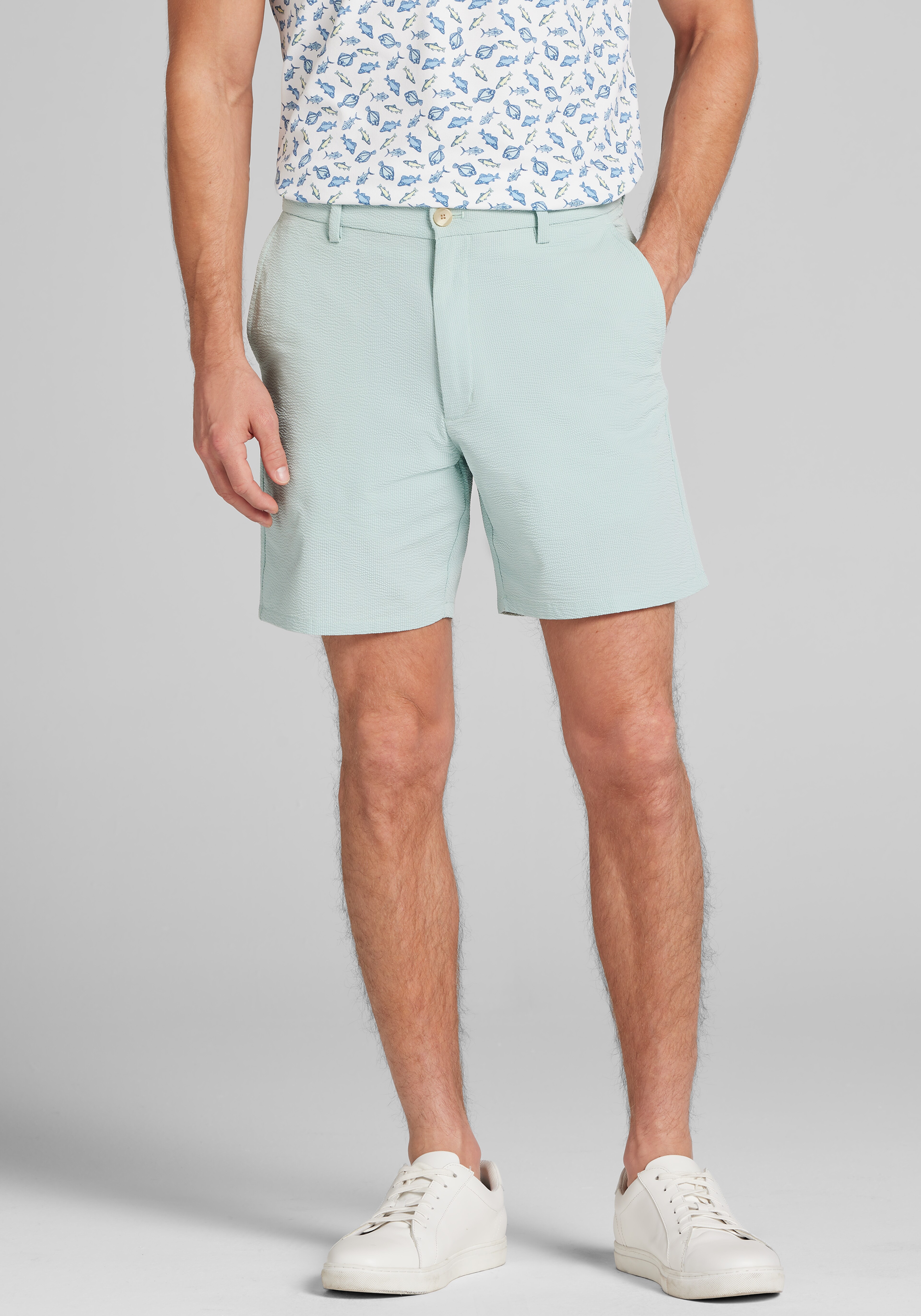 Traveler® Collection Tailored Fit Performance Seersucker Shorts 7'' Inch Inseam CLEARANCE