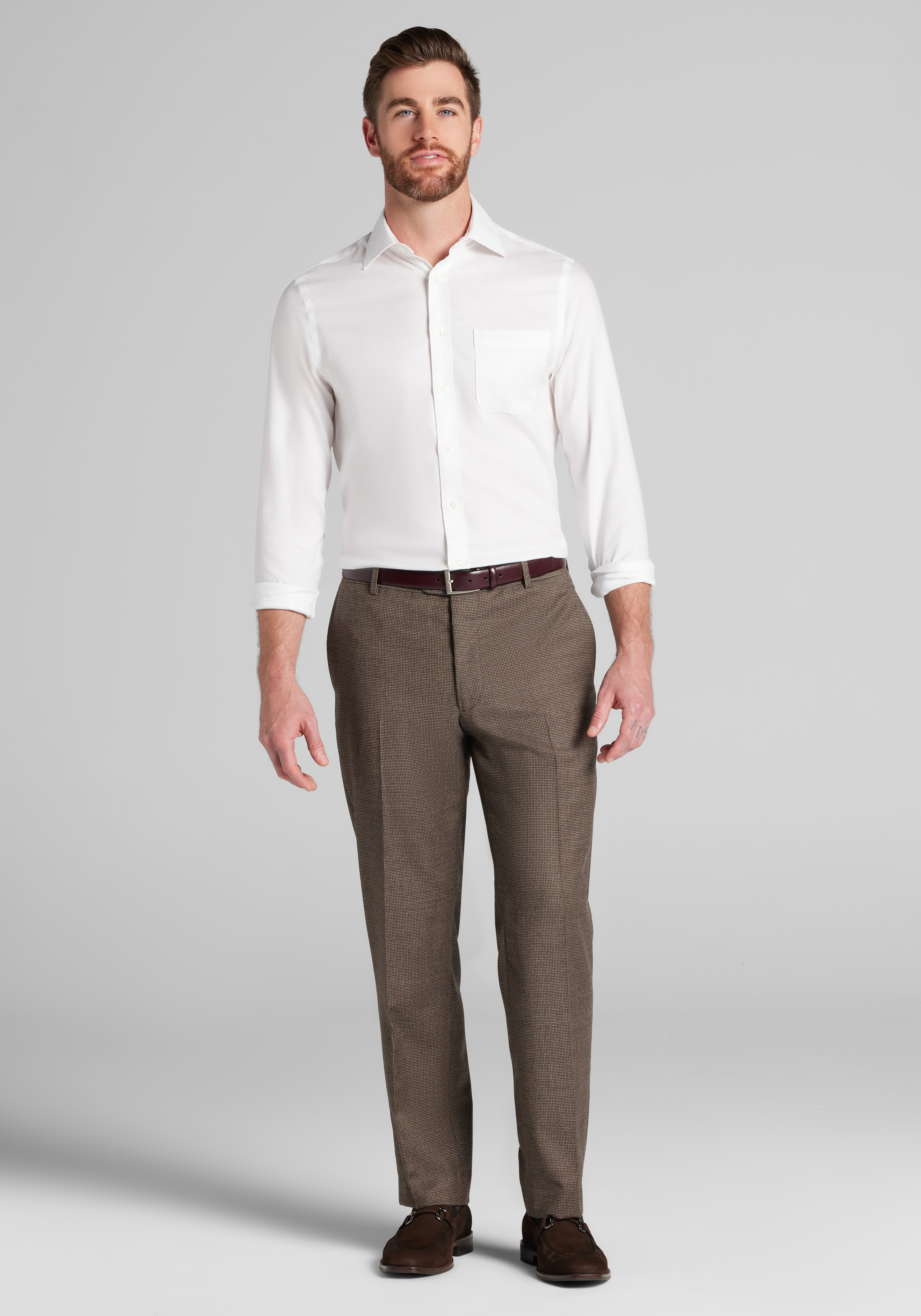 Reserve Collection Tailored Fit Houndstooth Italian Wool Dress Pants