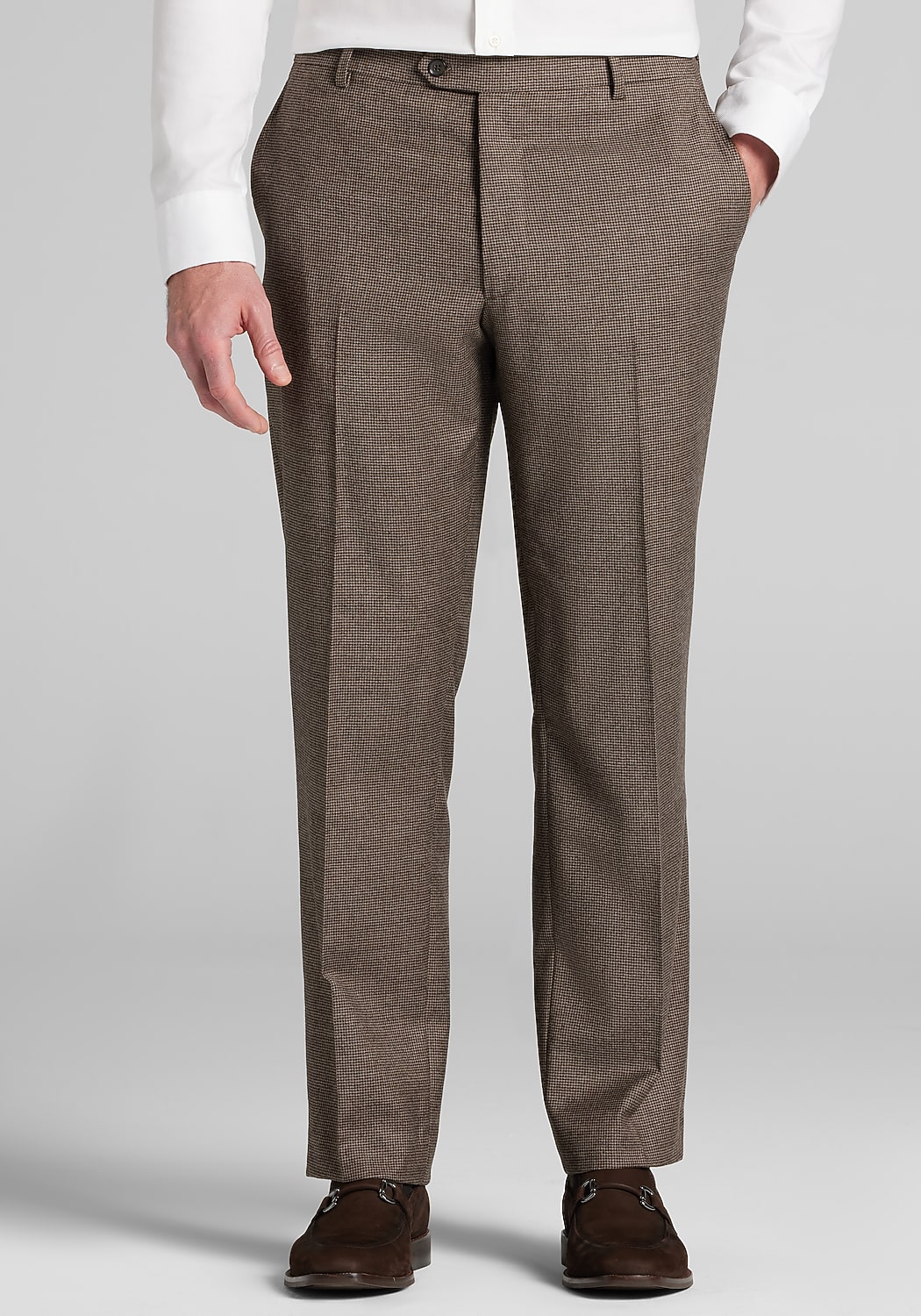 Reserve Collection Tailored Fit Houndstooth Italian Wool Dress Pants