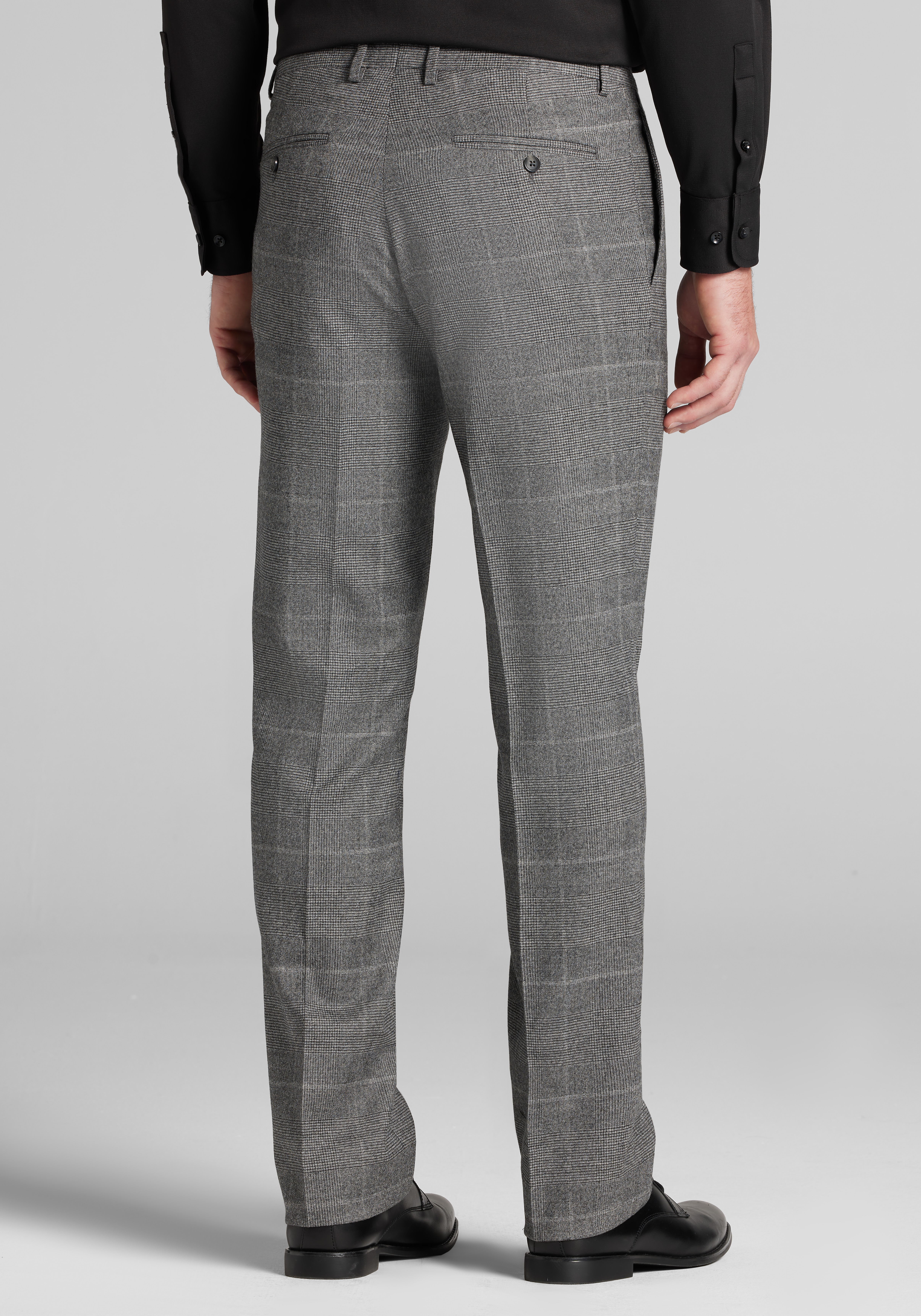 Reserve Collection Tailored Fit Windowpane Italian Wool Dress Pants