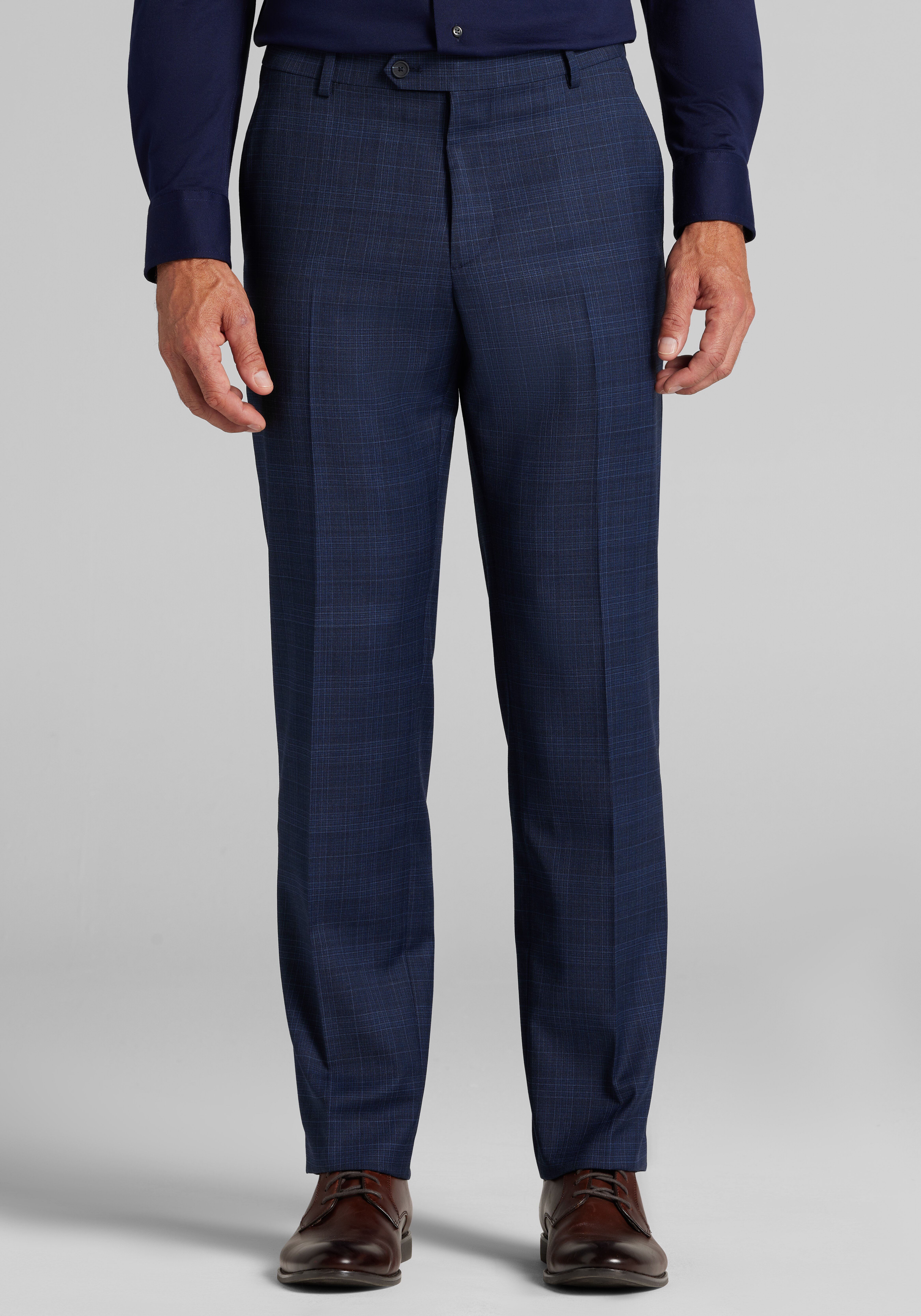 Men's Pants, Traveler&reg; COOL<i>MOTION</i> Tailored Fit Plaid Dress Pants - Jos A Bank