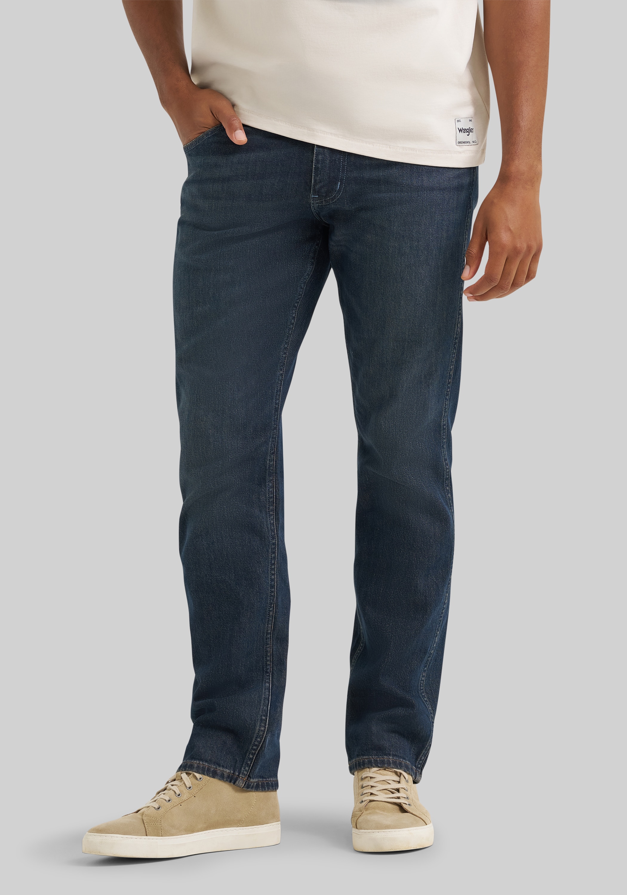 Men's New!, Wrangler Regular Fit Greensboro Straight Leg Jeans - Jos A Bank