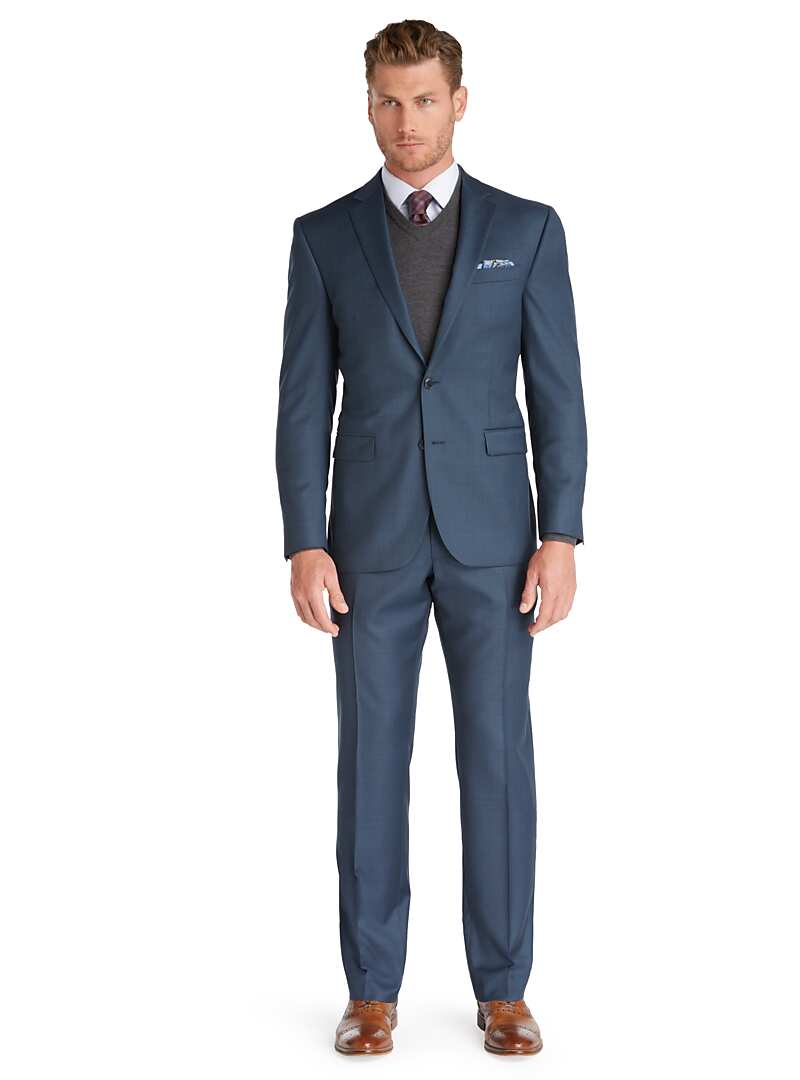 Jos. A. Bank Men's Traveler Collection Slim Fit Sharkskin Suit (various sizes in Bright Blue )