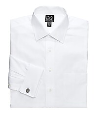 Labiyeur Men's Slim Fit French Cuff Textured Dress Shirt White 