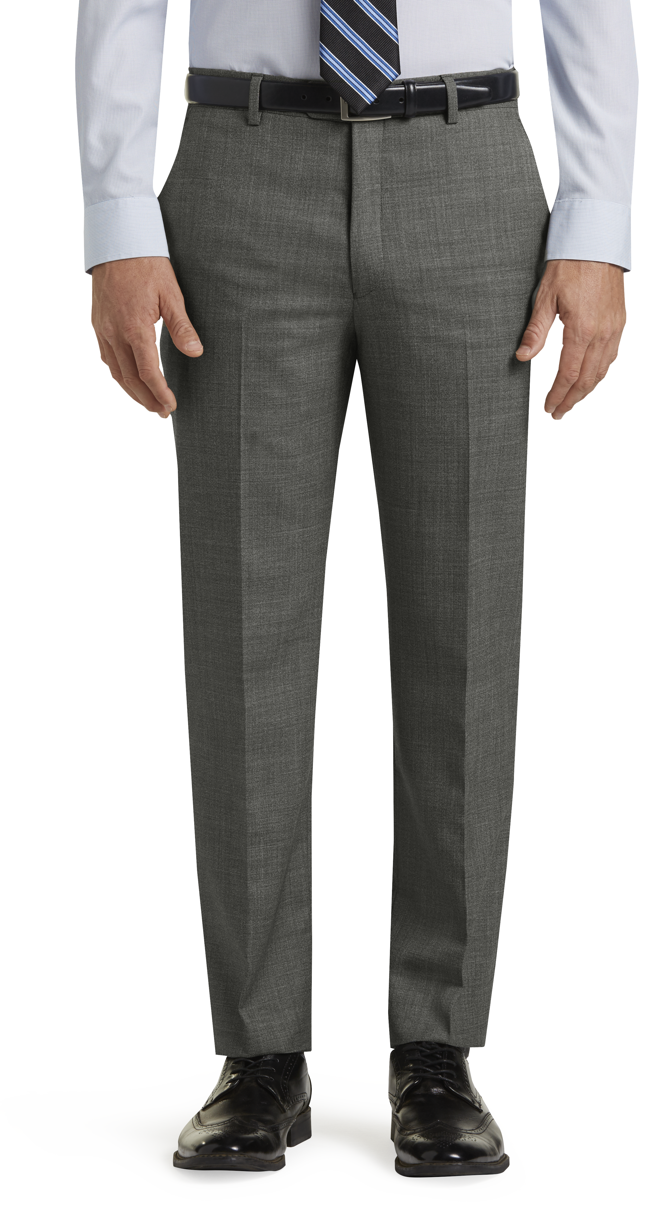 Executive Collection Tailored Fit Flat Front Sharkskin Dress Pants ...