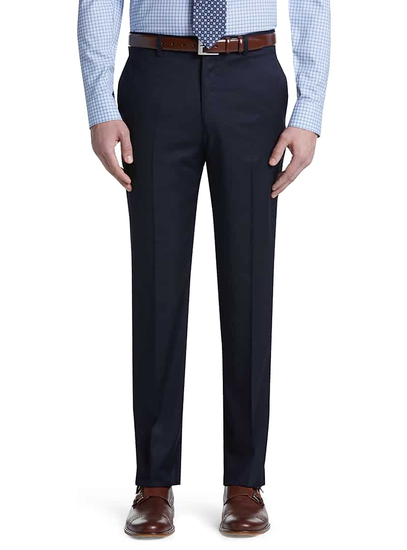 Jos. A. Bank Men's Signature Collection Tailored Fit Flat Front Pants (Navy)