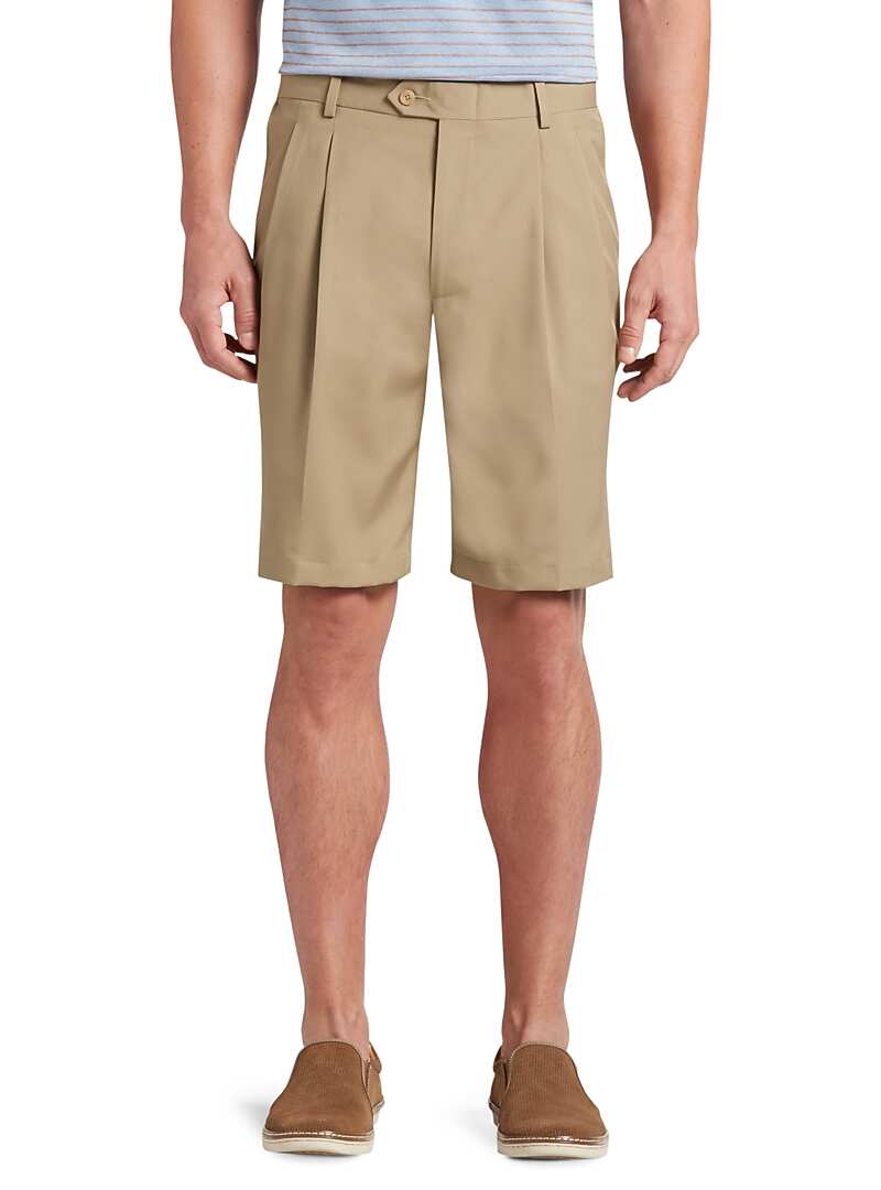 David Leadbetter Traditional Fit Pleated Front Performance Golf Shorts