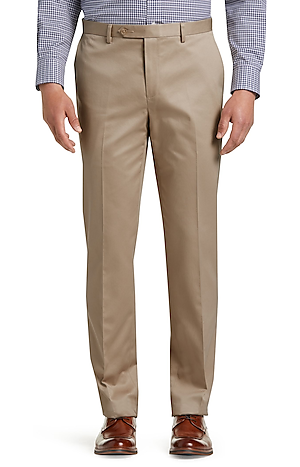 Men's Traveler Collection Tailored Fit Flat Front Twill Pants