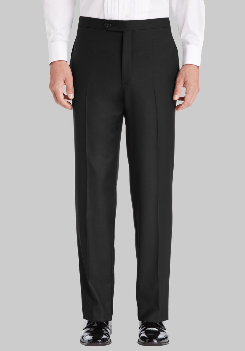 JoS. A. Bank Men's 1905 Collection Tailored Fit Flat Front Tuxedo Separate Pants, Black, 35 Regular