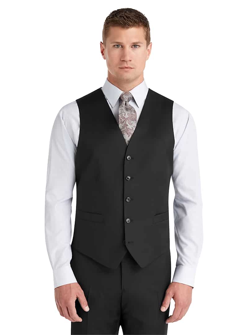 Jos. A. Bank Reserve Collection Men's Tailored Fit Suit Separate Vest, Select Size Large (Black)