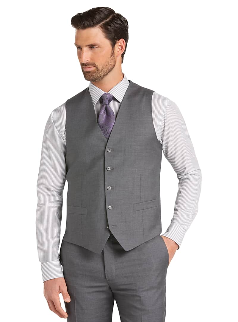 Jos. A. Bank Reserve Collection Men's Tailored Fit Suit Separate Vest (Grey Melange)