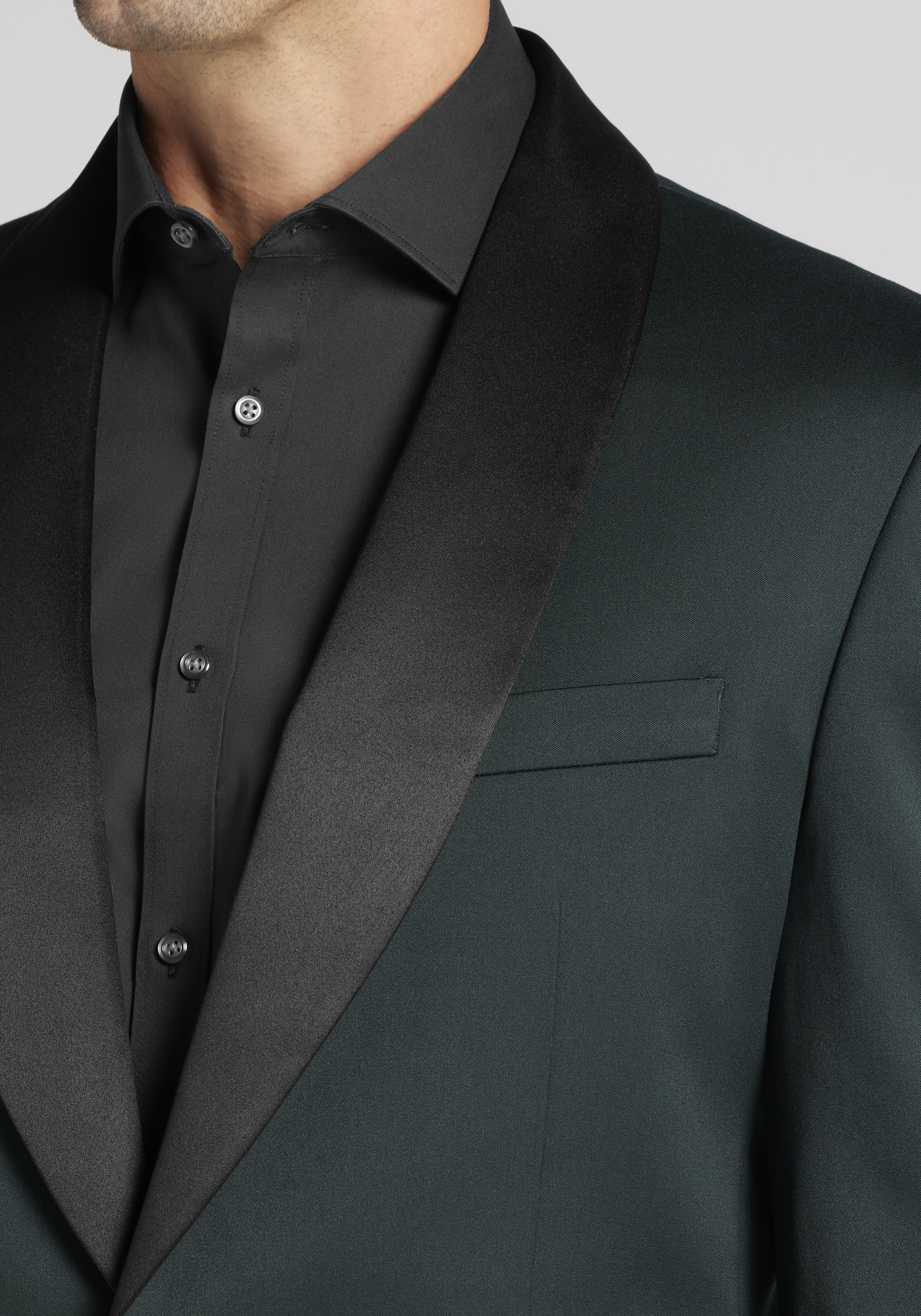 Jos. A. Bank Comfort Stretch Tailored Fit Green Sateen Solid Tuxedo Jacket CLEARANCE