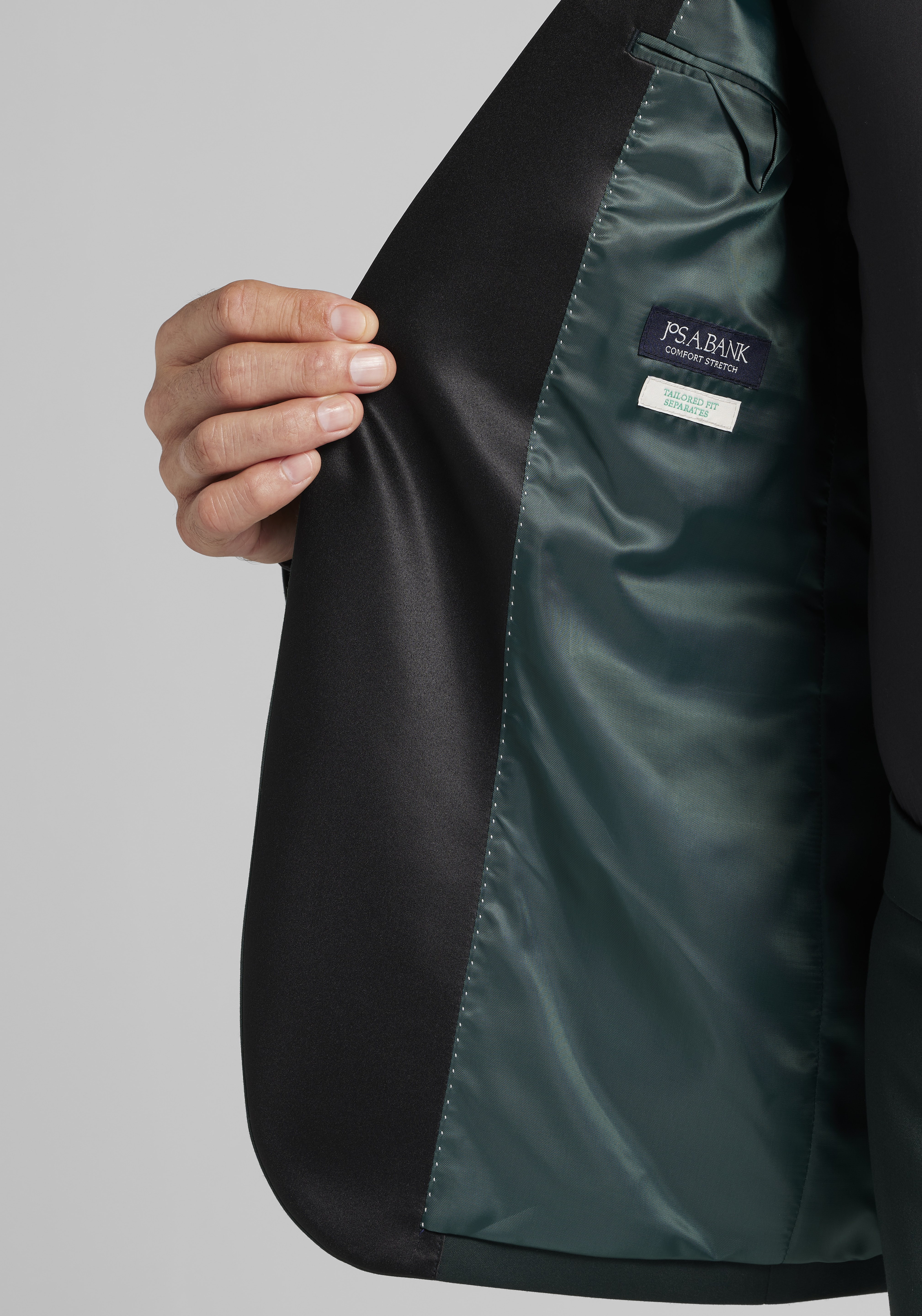 Jos. A. Bank Comfort Stretch Tailored Fit Green Sateen Solid Tuxedo Jacket CLEARANCE