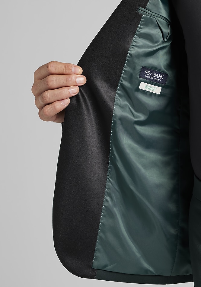 Jos. A. Bank Comfort Stretch Tailored Fit Green Sateen Solid
