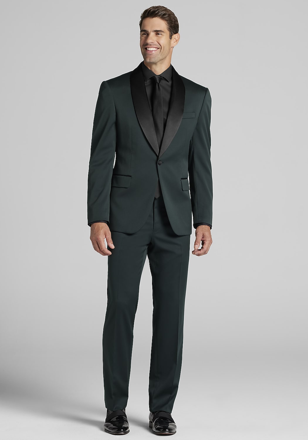 Jos. A. Bank Comfort Stretch Tailored Fit Green Sateen Solid Tuxedo Jacket