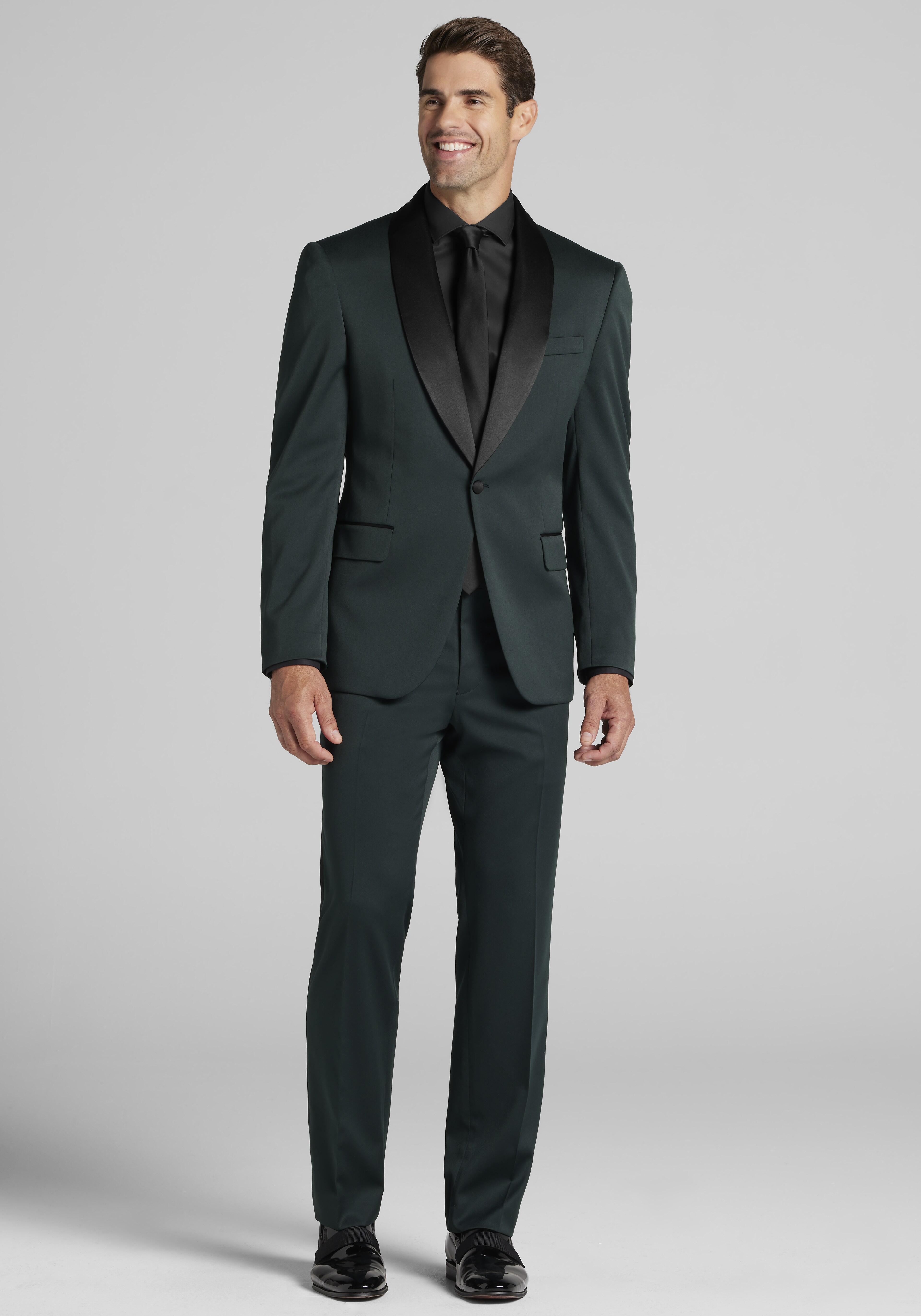 Jos. A. Bank Comfort Stretch Tailored Fit Green Sateen Solid Tuxedo Jacket CLEARANCE