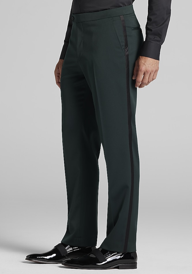 slim fit dress slacks Dark Green Slim Fit Suit Pants