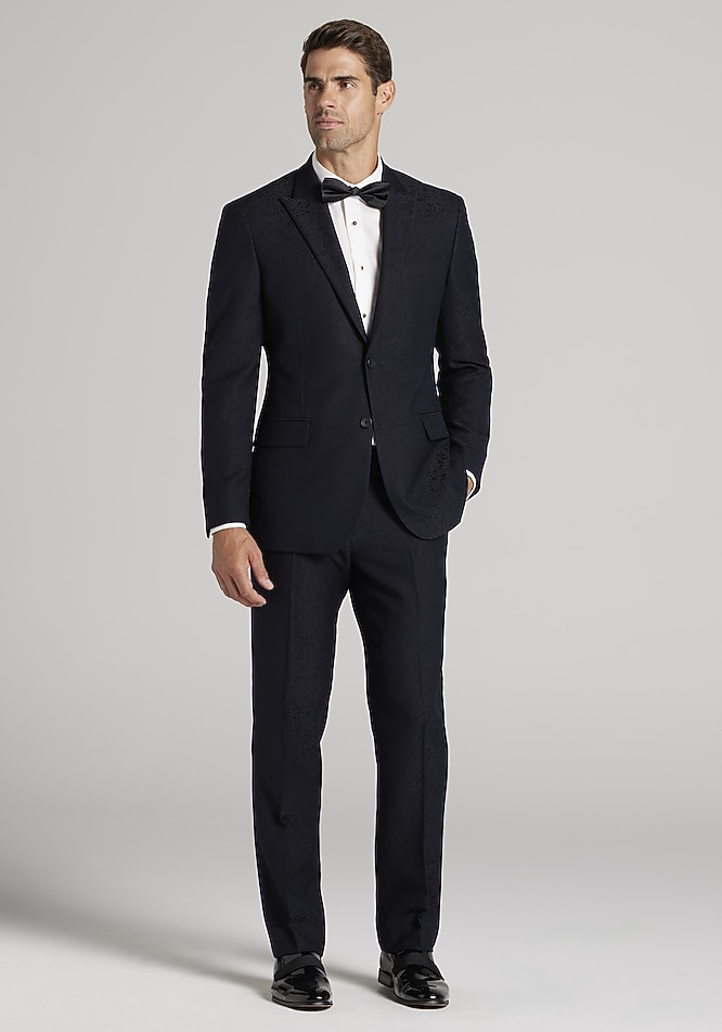 Men's Jos. A. Bank Comfort Stretch Tailored Fit Navy Paisley Tuxedo Jacket Clearance at Jos. A. Bank, Blue/Navy, Size 44 Long