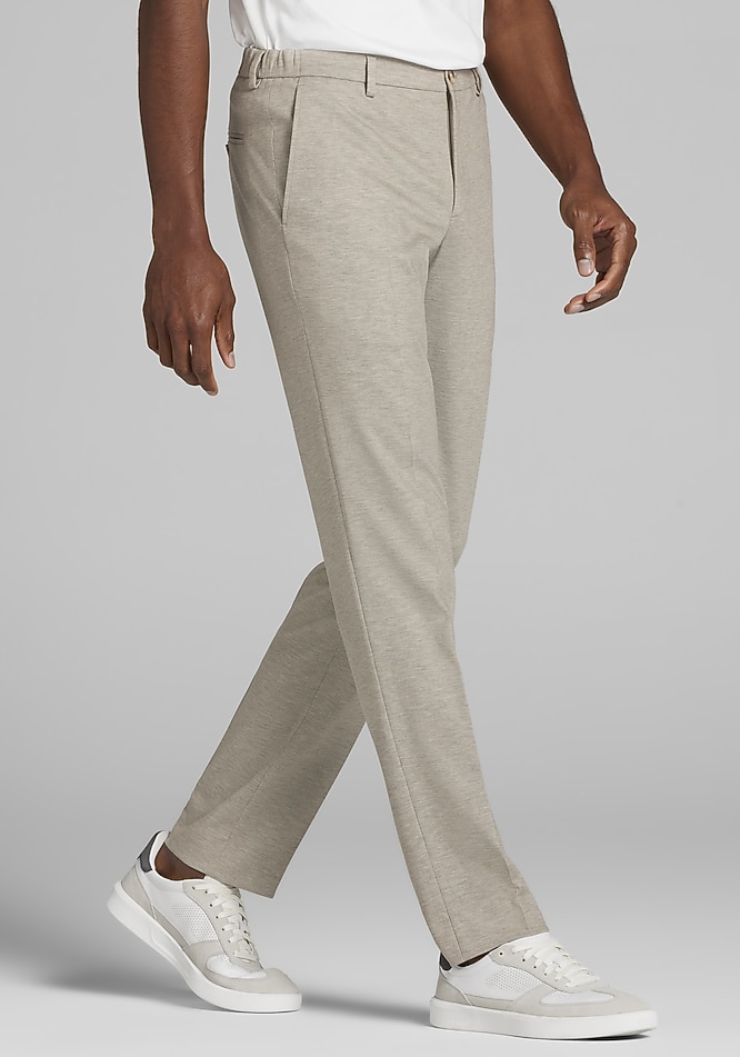 Men's Traveler Collection Slim Fit Suit Separates Check Knit Pants at Jos. A. Bank, Tan, Size 42x32