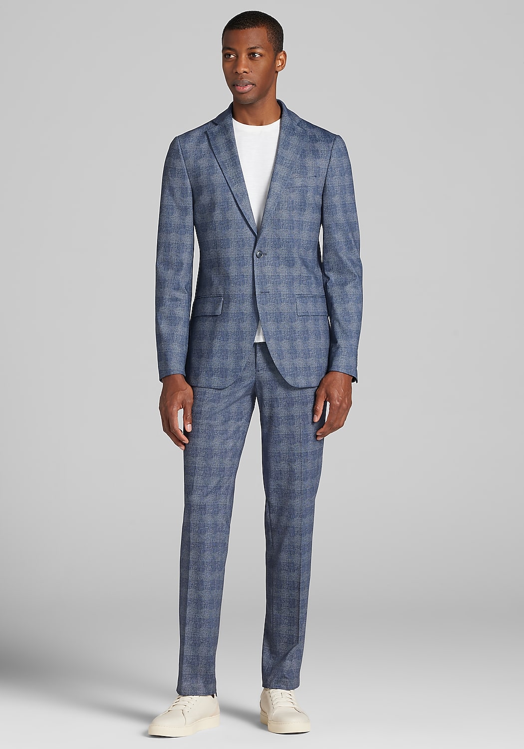 Traveler Collection Slim Fit Suit Separates Plaid Knit Jacket CLEARANCE
