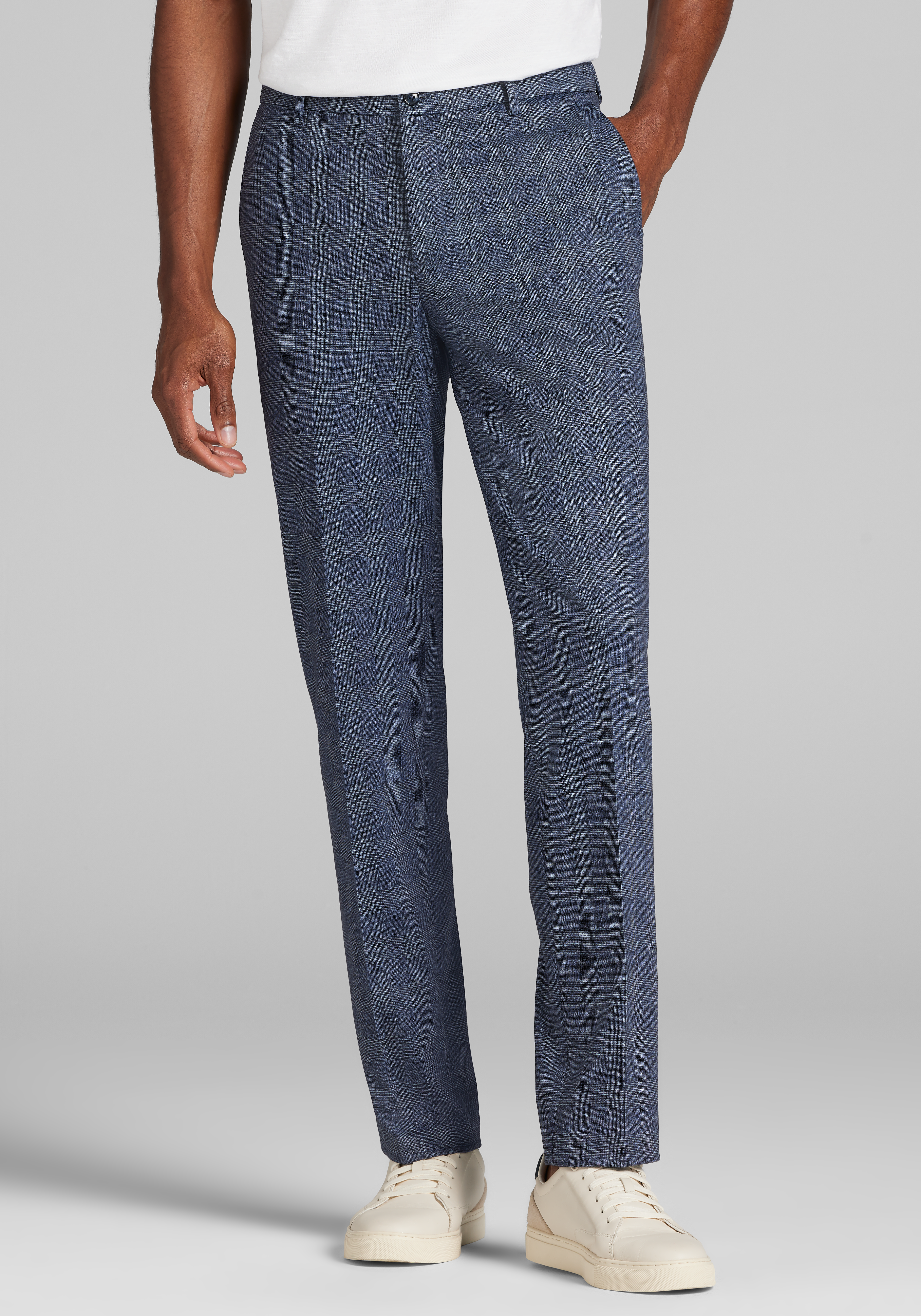 Traveler Collection Slim Fit Suit Separates Plaid Knit Pants