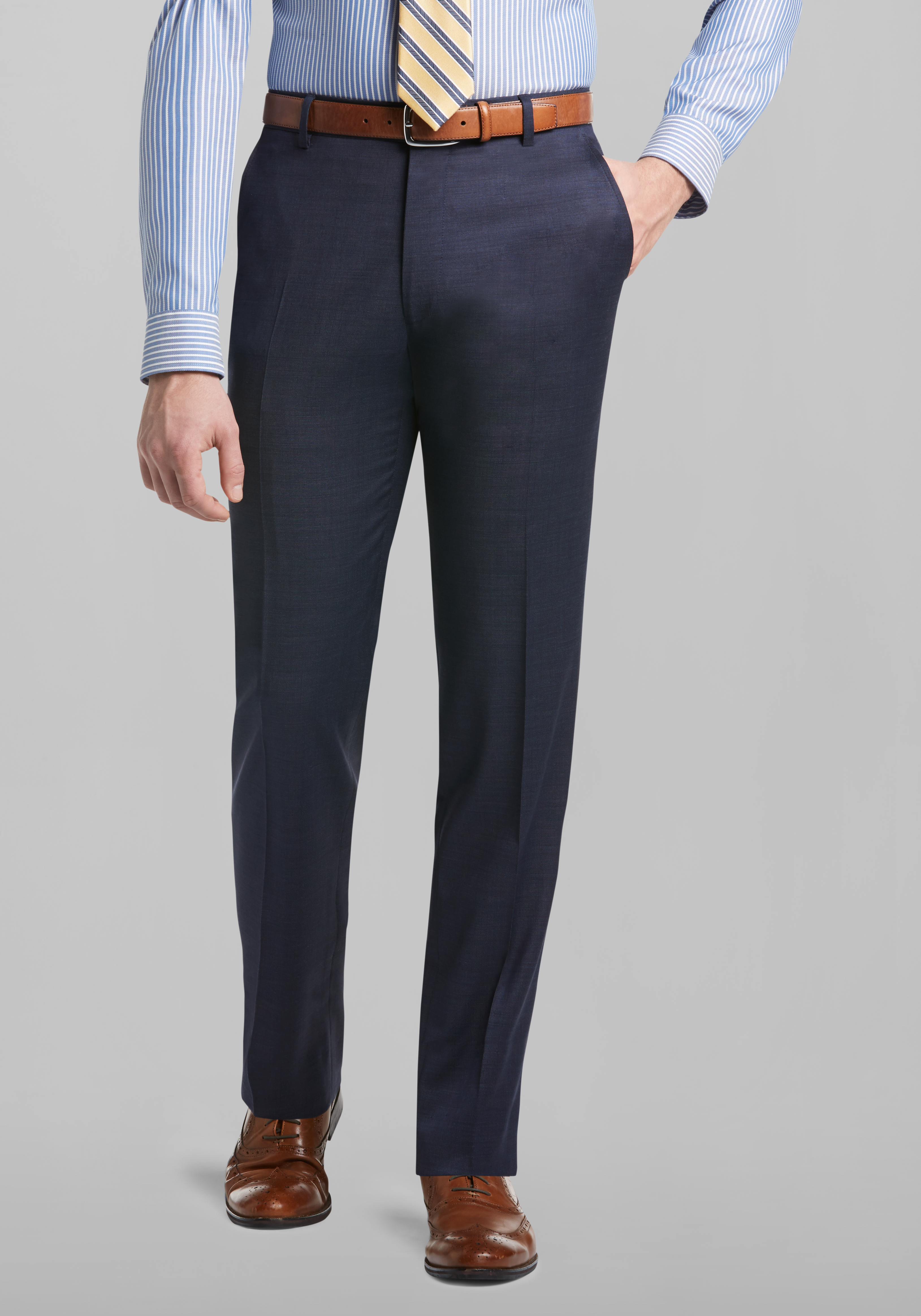 flat front slim fit trousers