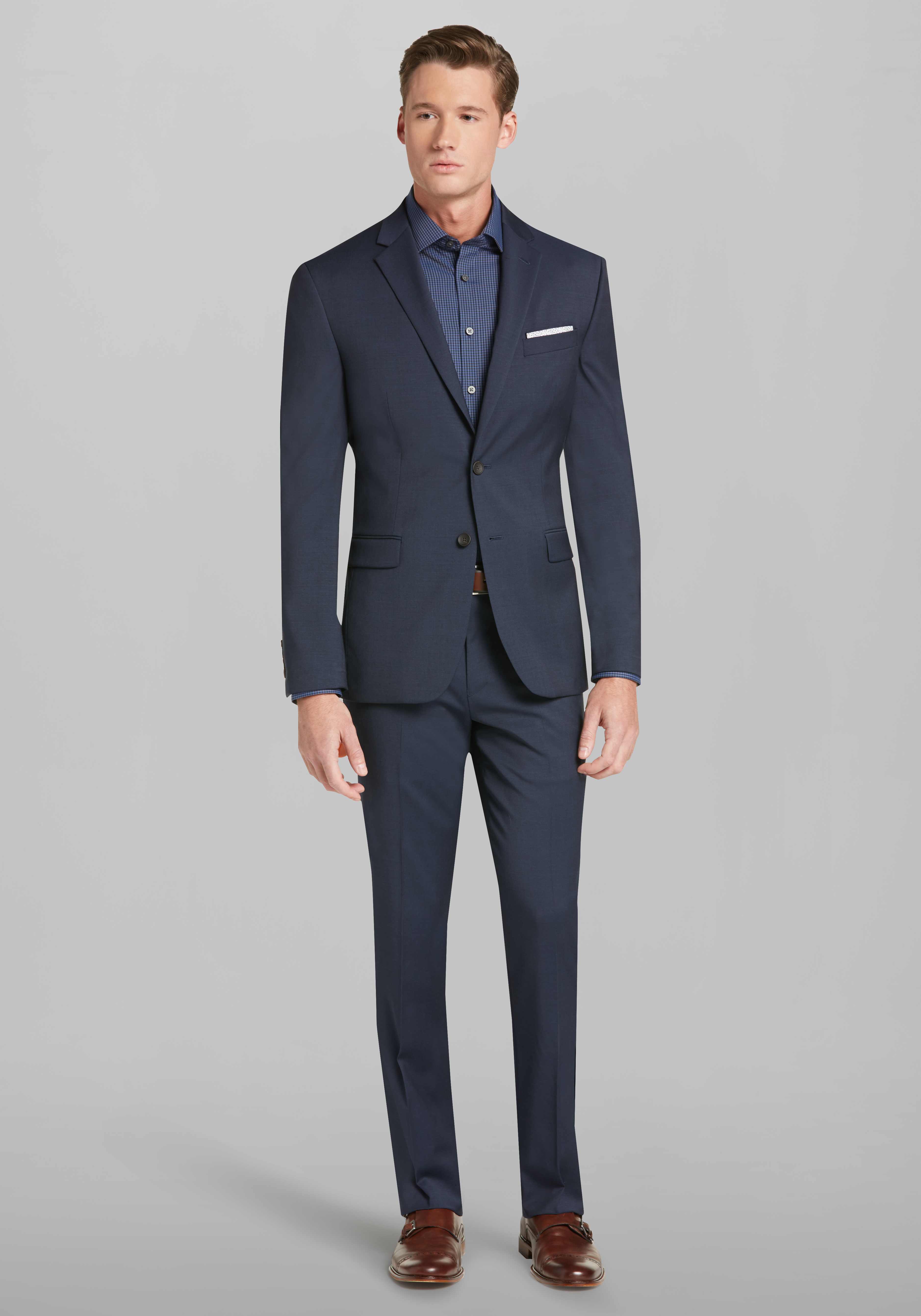 Slim-fit suit in a performance-stretch wool blend