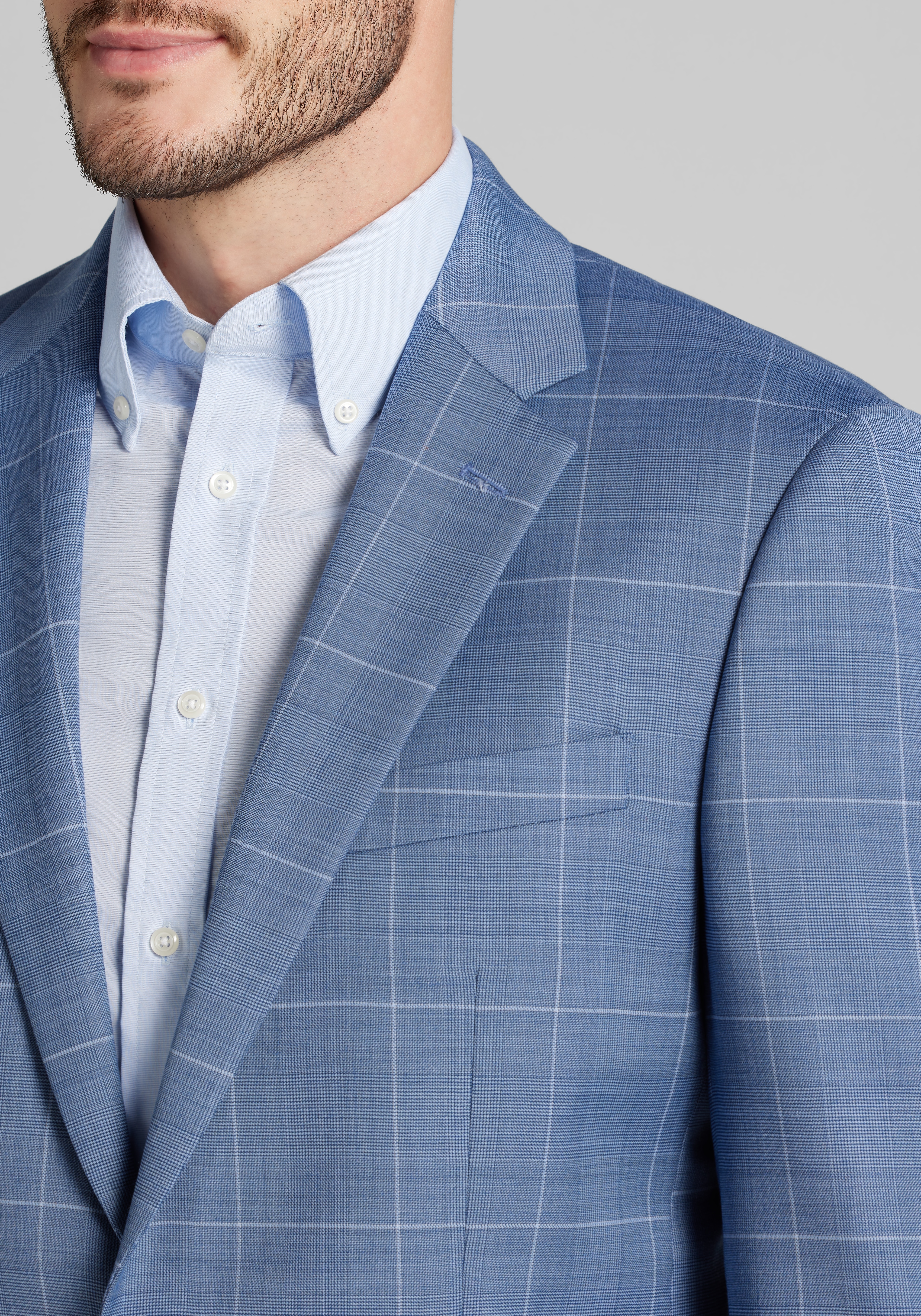 Traveler® COOLMOTION Slim Fit Windowpane Wool Blend Suit Separates Jacket CLEARANCE