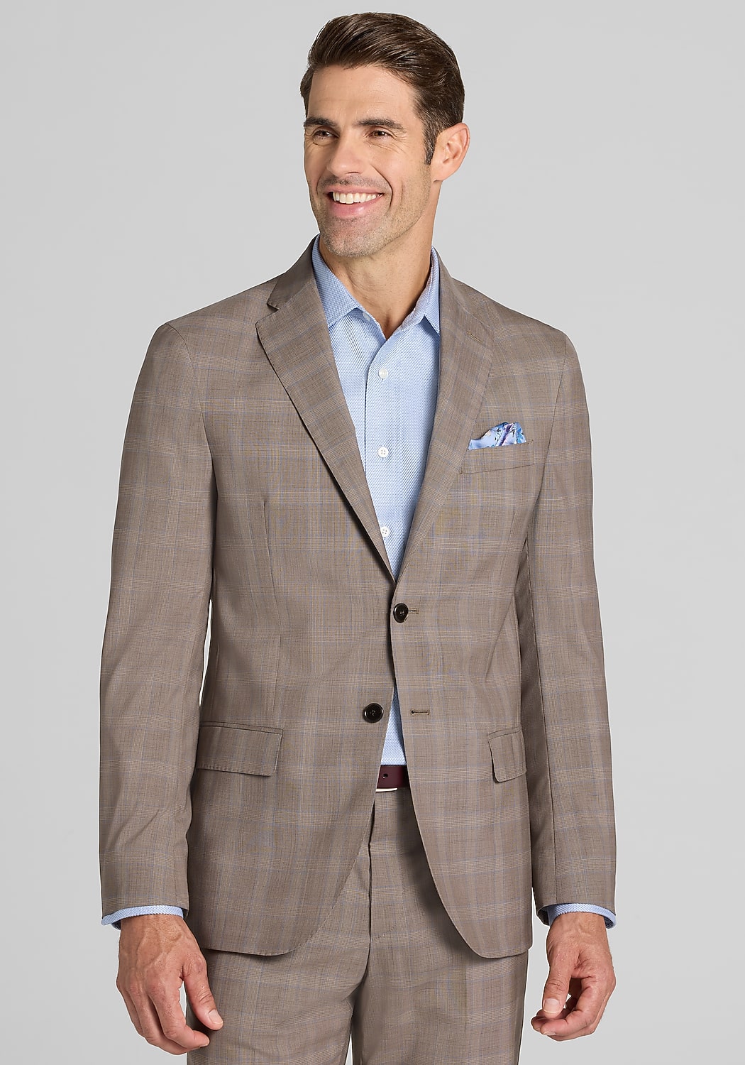 Reserve Collection Tailored Fit Plaid 100% Italian Wool Suit