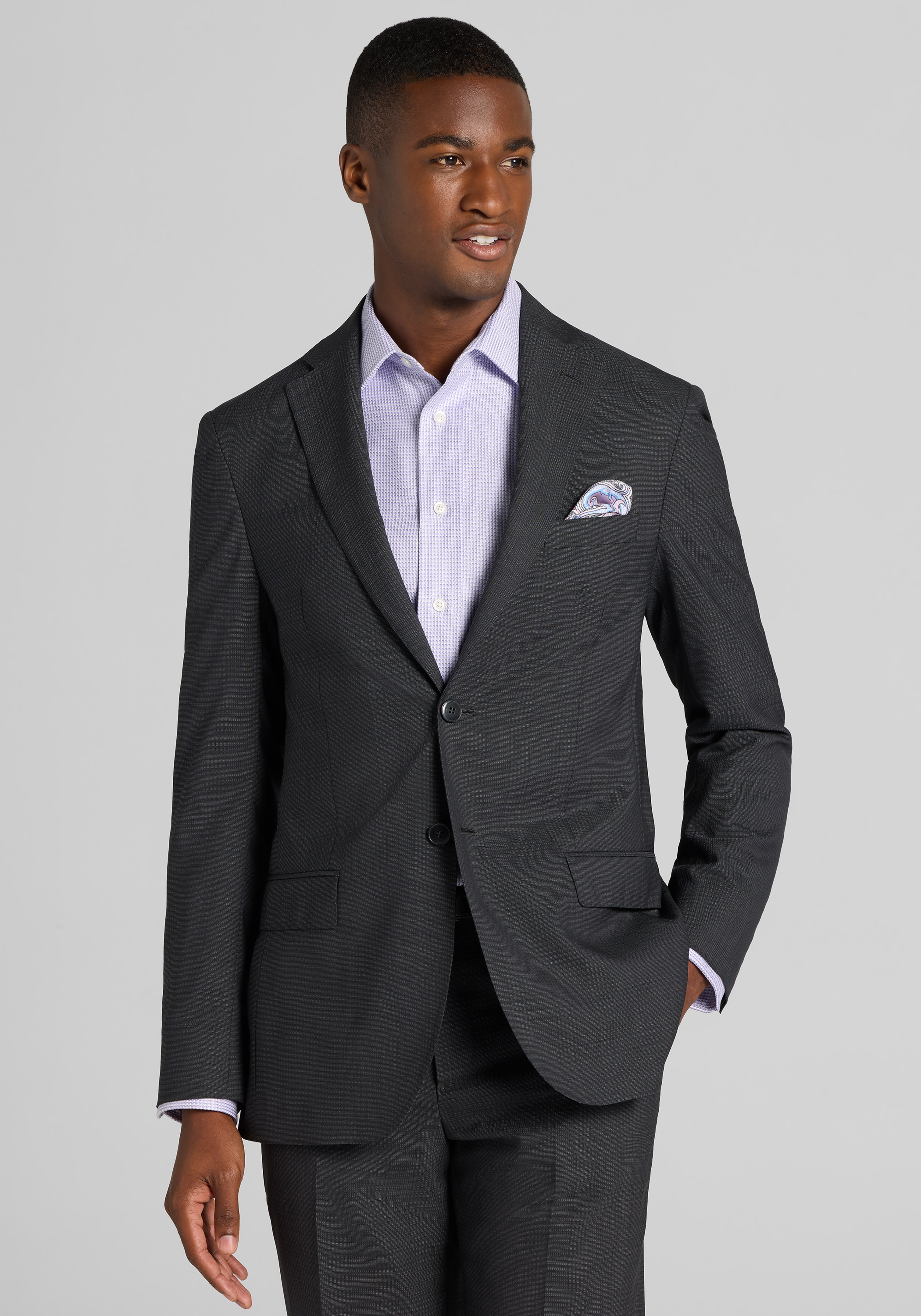 Reserve Collection Tailored Fit Plaid 100% Italian Wool Suit