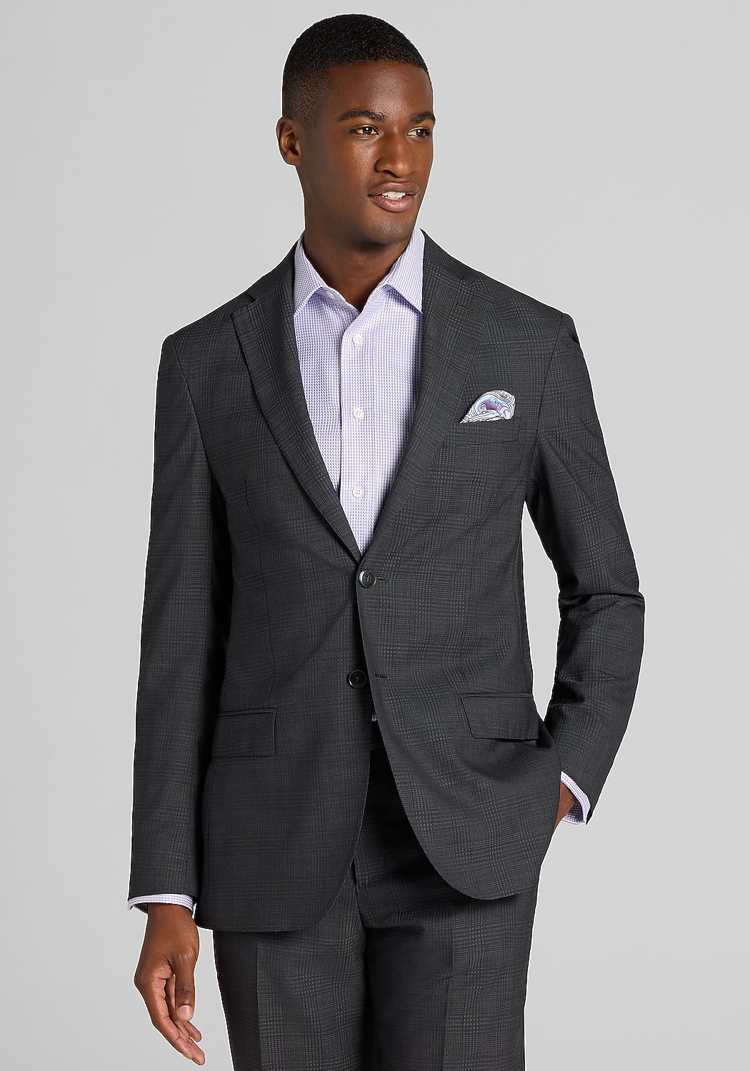 Reserve Collection Tailored Fit Plaid 100% Italian Wool Suit - Big & Tall