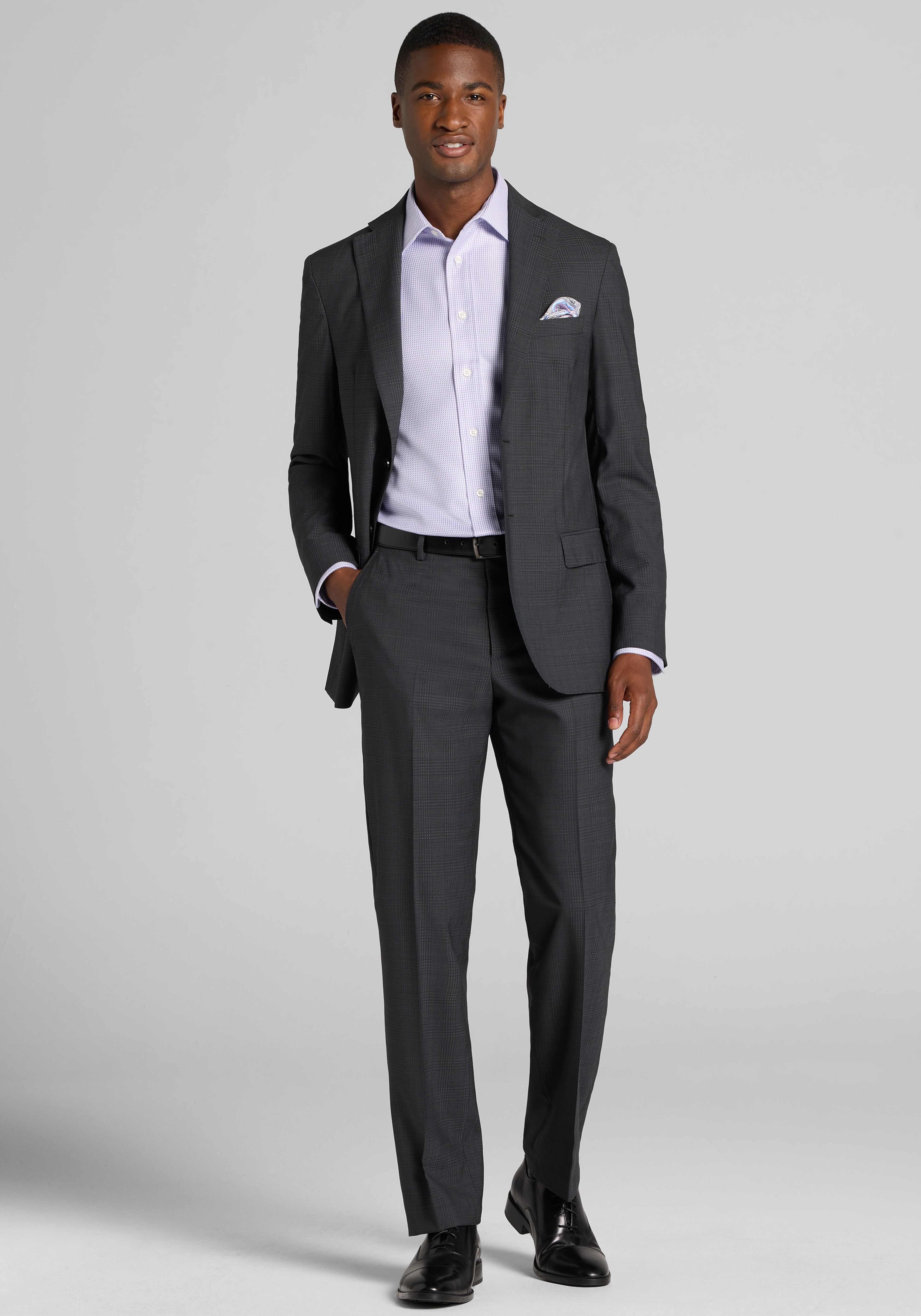 Reserve Collection Tailored Fit Plaid 100% Italian Wool Suit