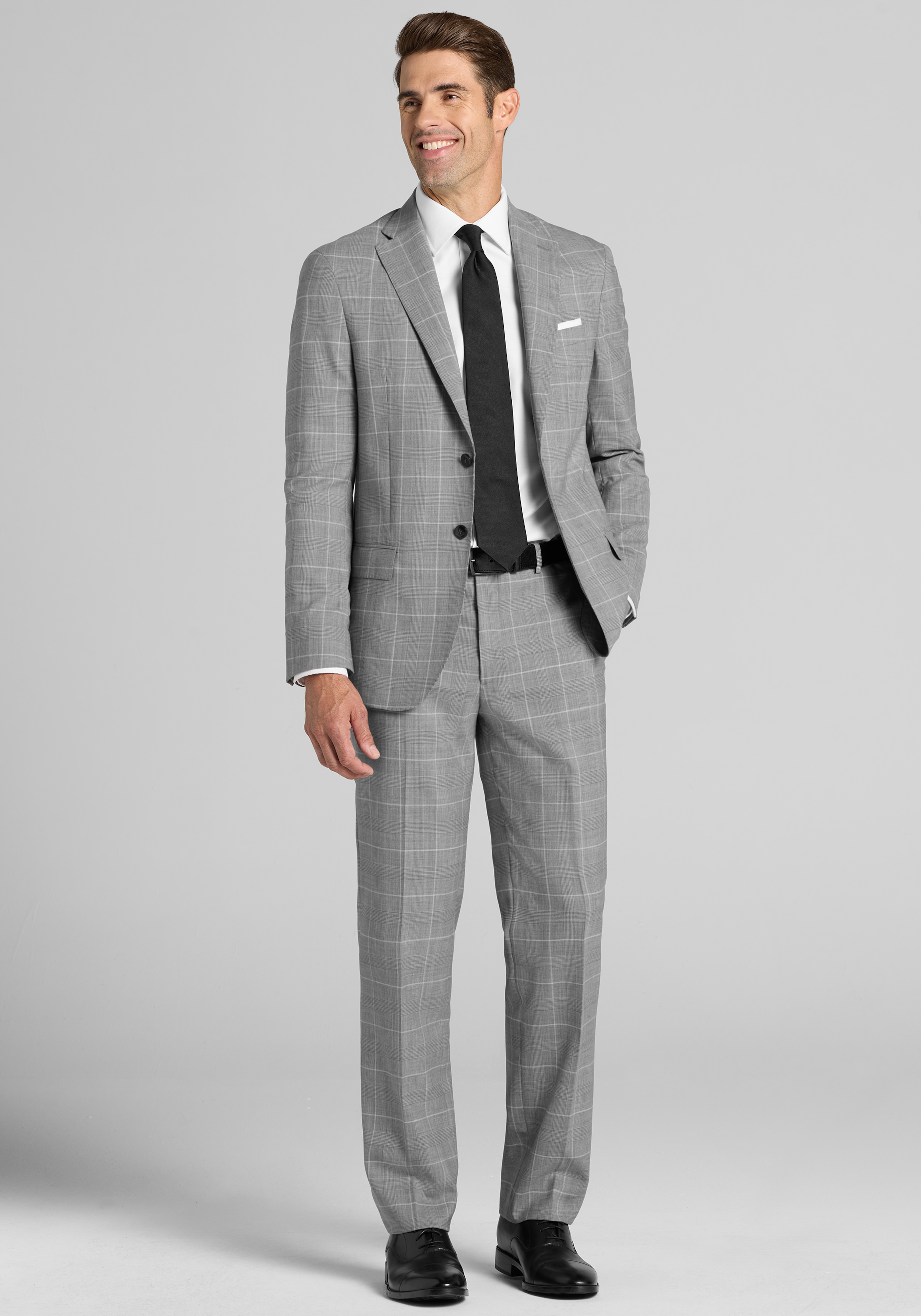 Reserve Collection Tailored Fit Glen Plaid 100% Italian Wool Suit