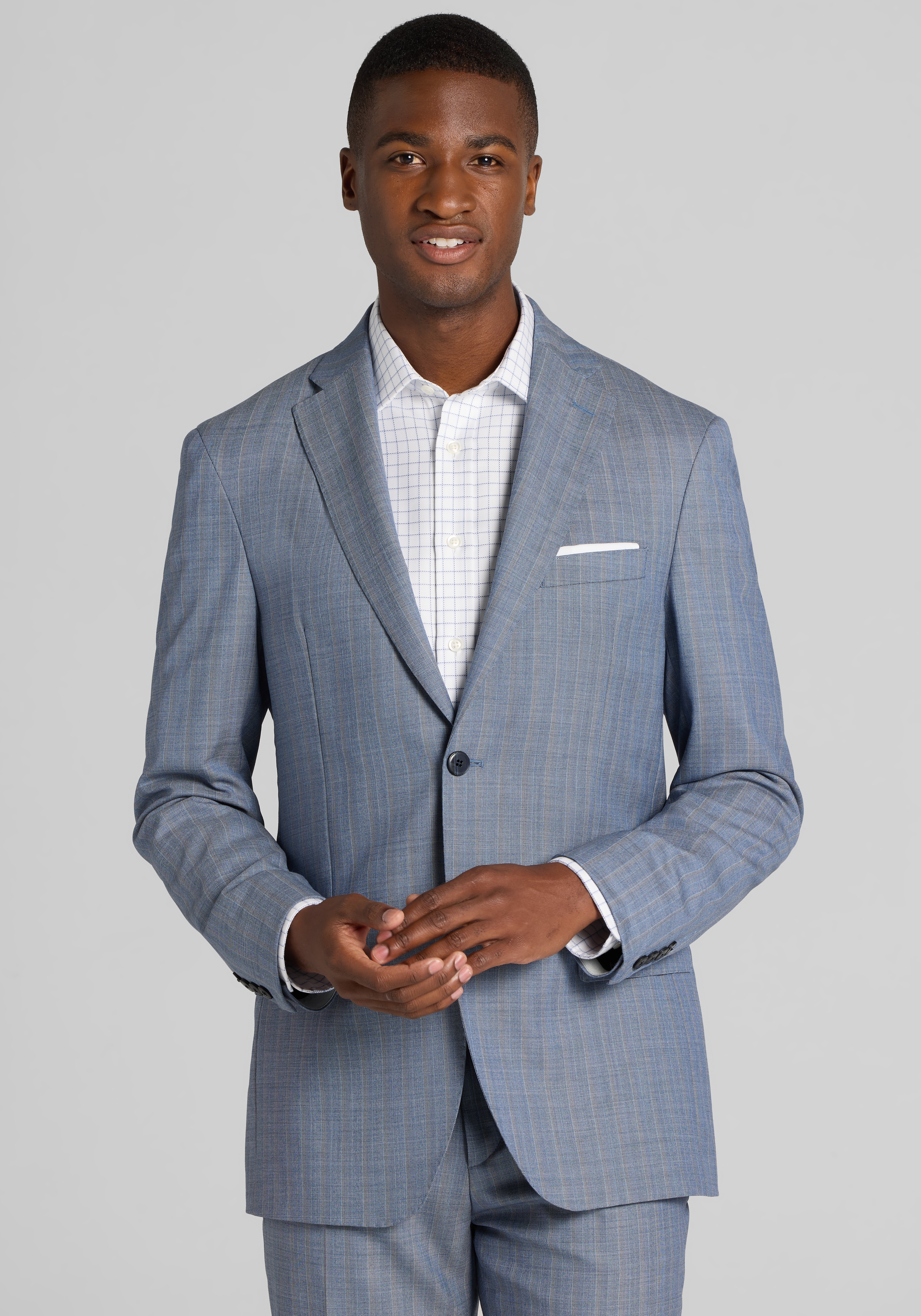 Men's Suits, Reserve Collection Tailored Fit Multistripe 100% Italian Wool Suit - Jos A Bank