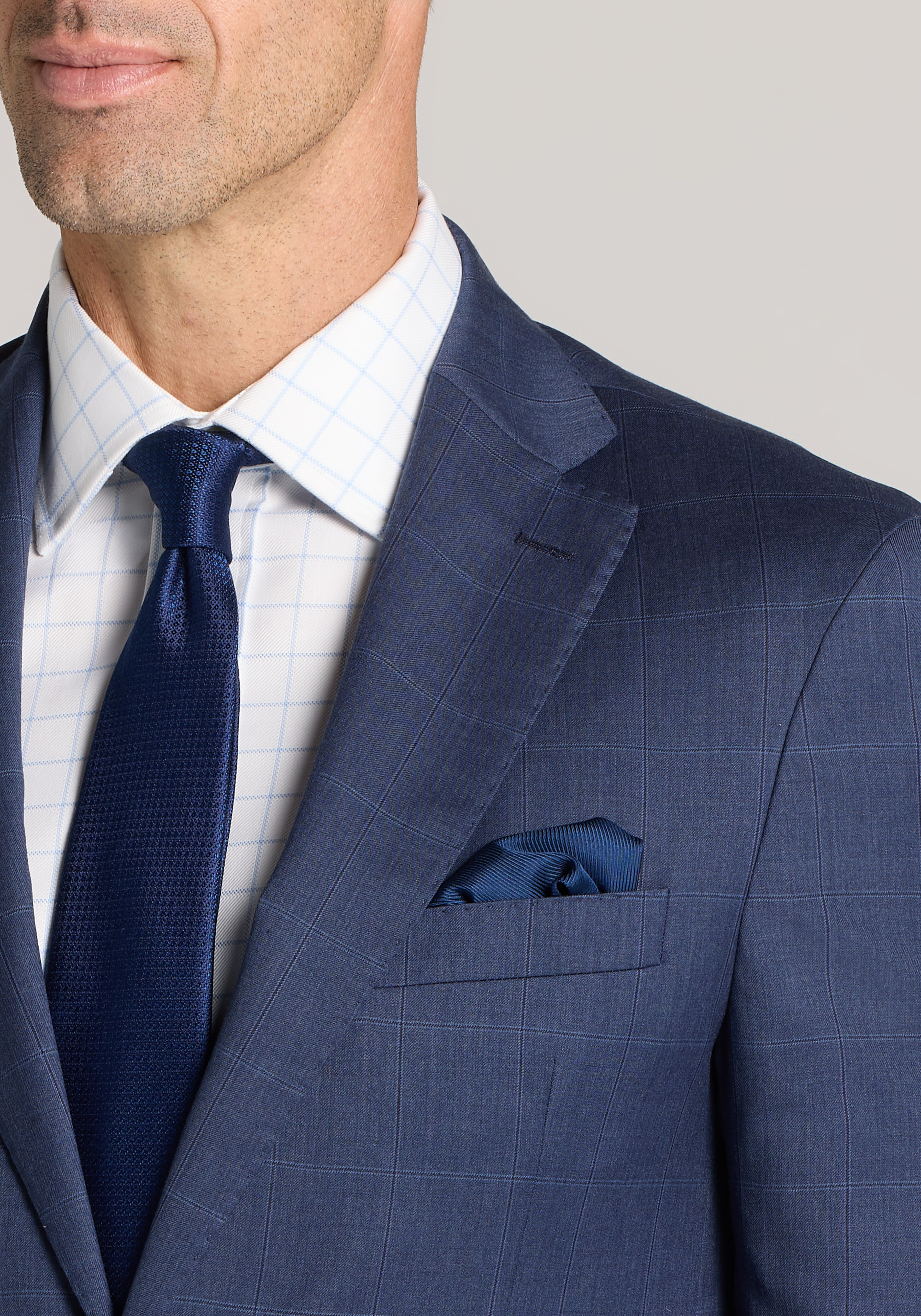 Reserve Collection Tailored Fit Windowpane 100% Italian Wool Suit