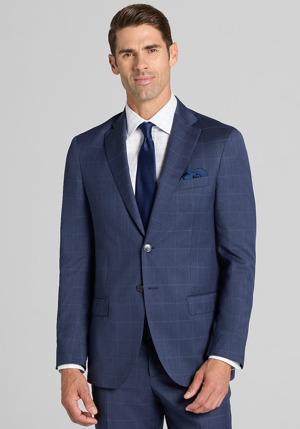 Reserve Collection Tailored Fit Windowpane 100% Italian Wool Suit