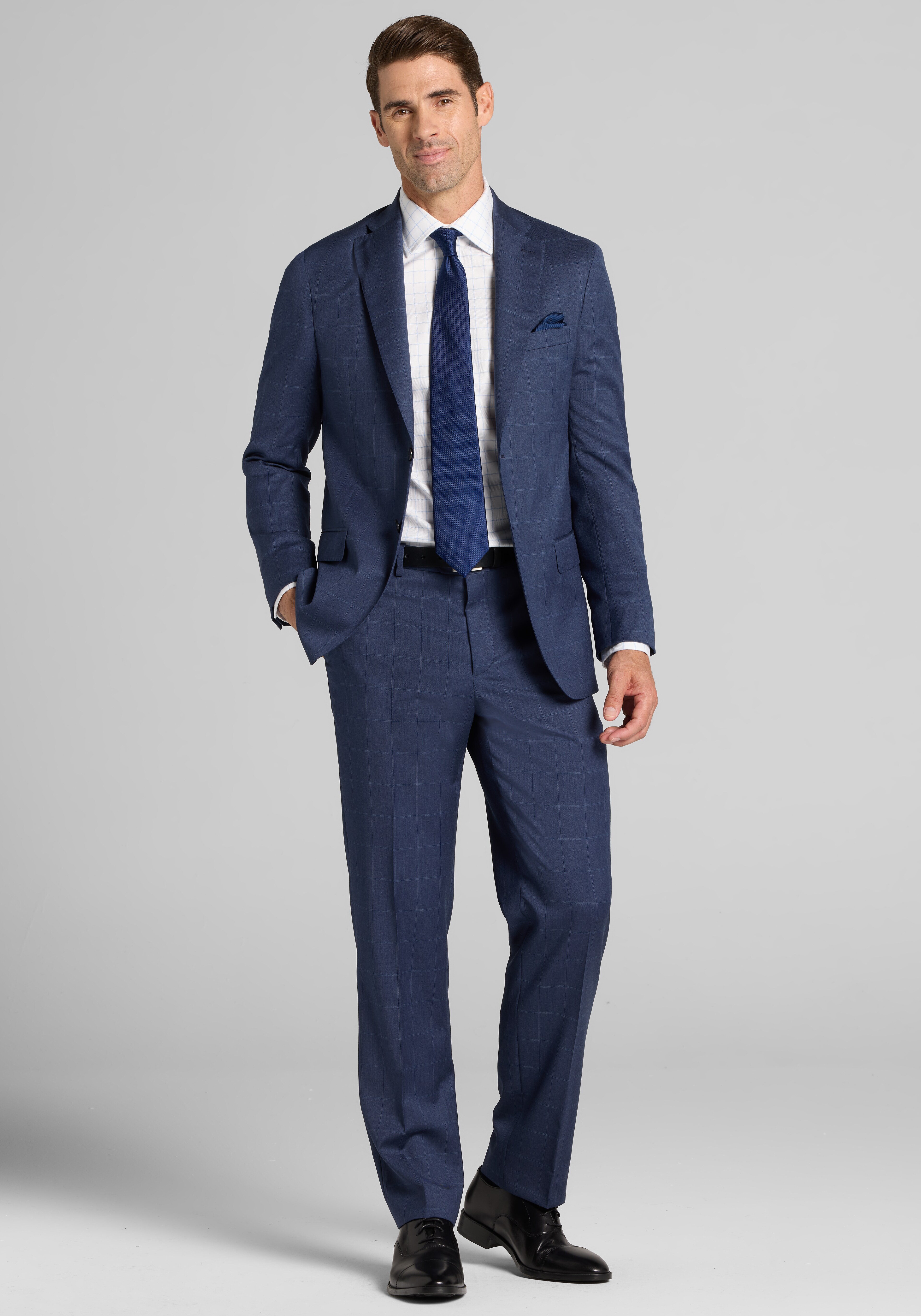 Reserve Collection Tailored Fit Windowpane 100% Italian Wool Suit